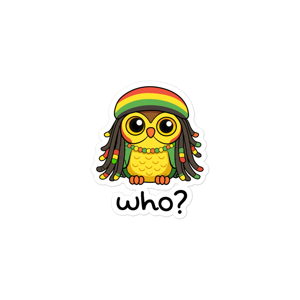 Rasta Who Sticker, 3 × 3 inch size