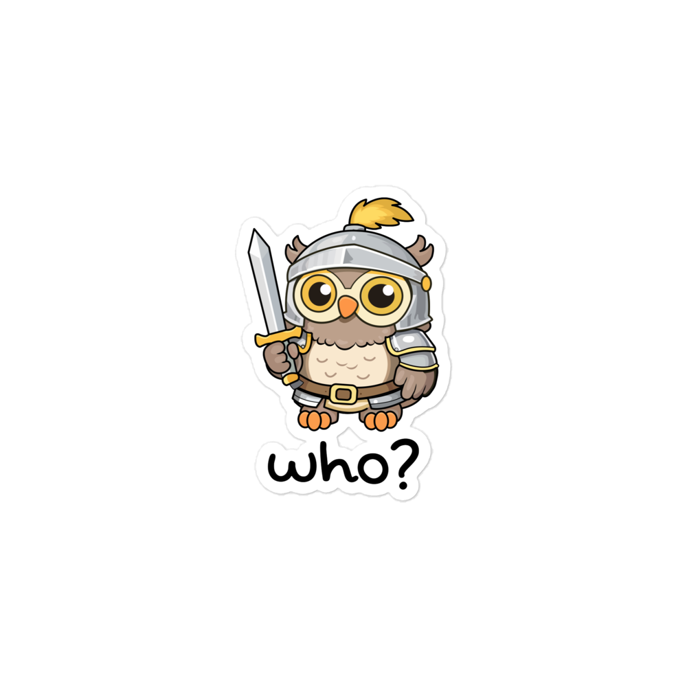 Knight Who Sticker, 3 × 3 inch size