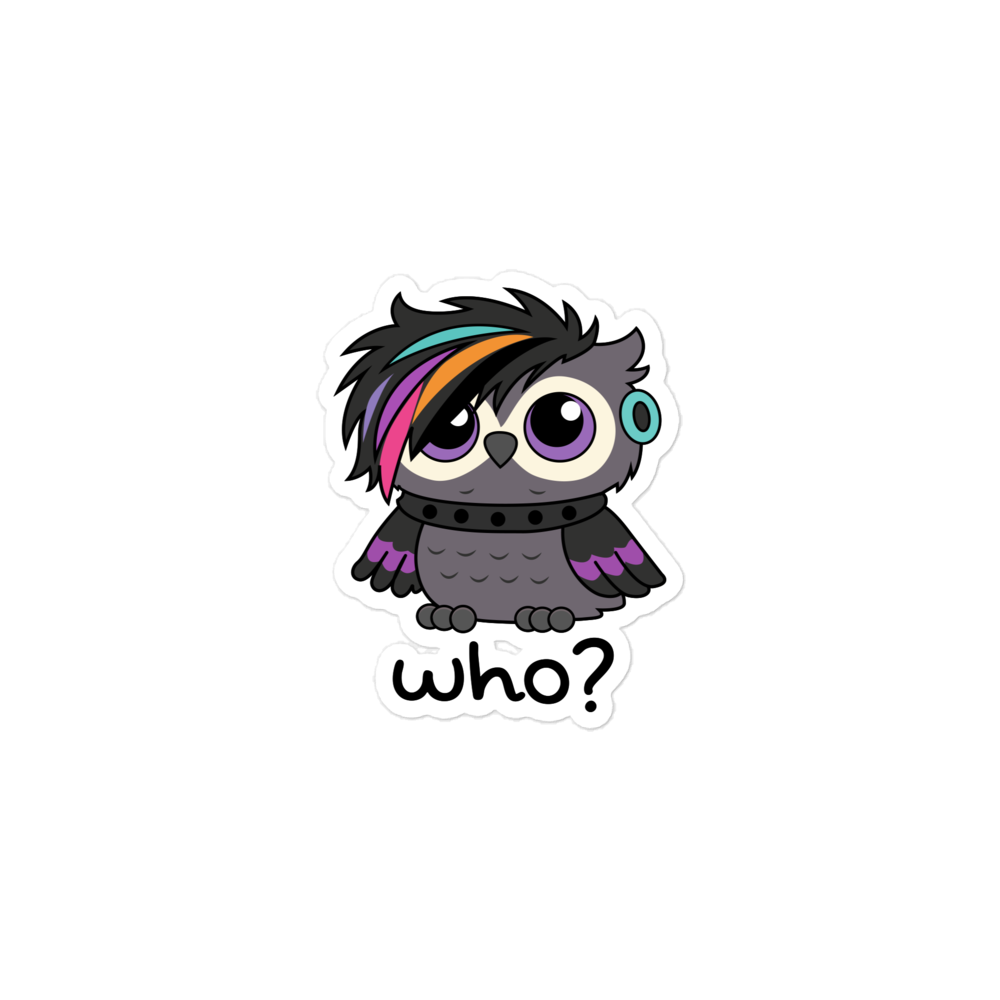 Emo Who Sticker, 3 × 3 inch size