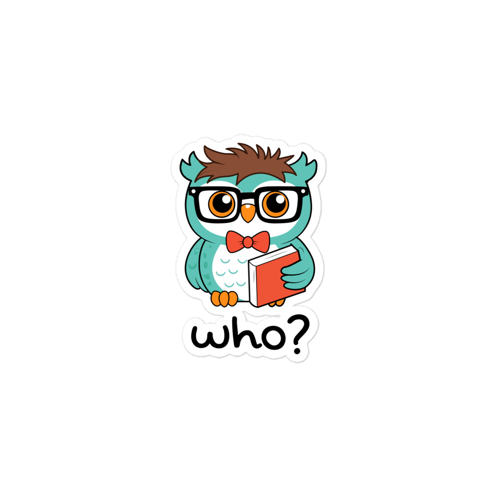 Nerdy Who Sticker, 3 × 3 inch size