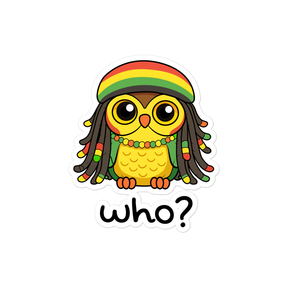 Rasta Who Sticker, 4 × 4 inch size