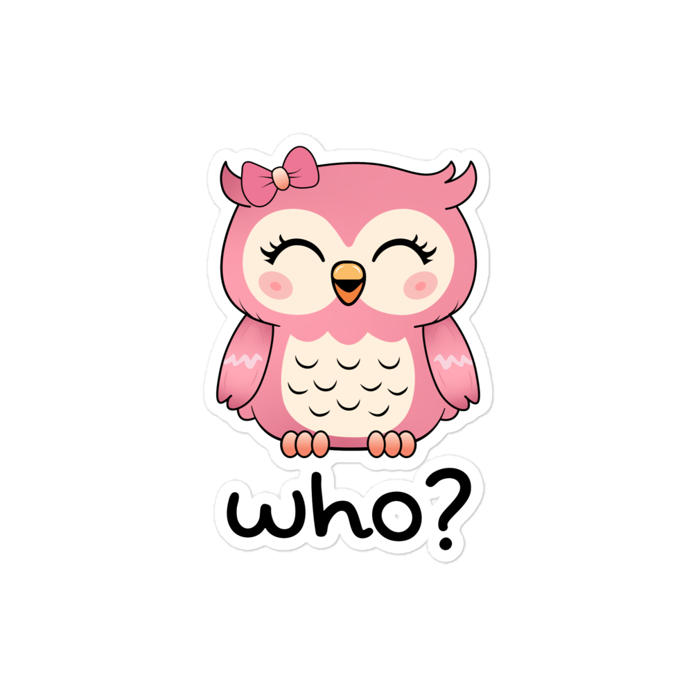 Girly Girl Who Sticker, 4 × 4 inch size