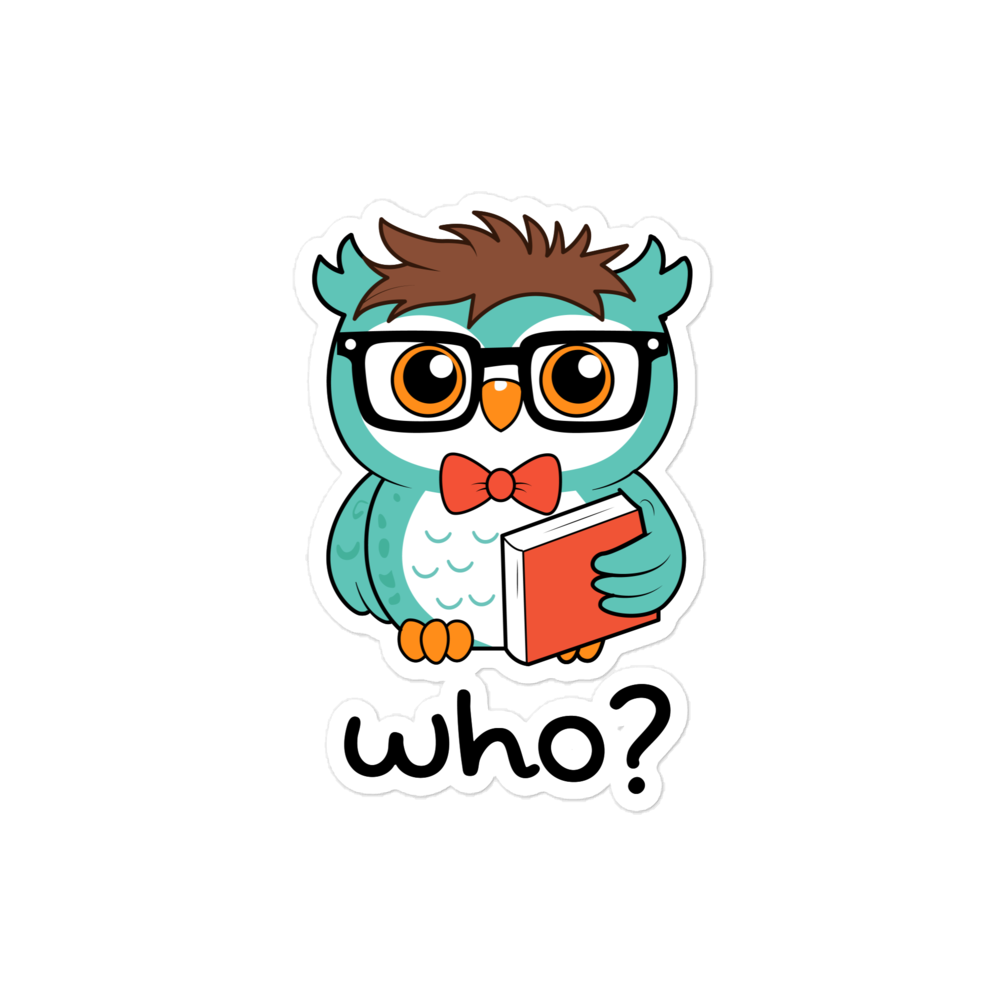 Nerdy Who Sticker, 4 × 4 inch size