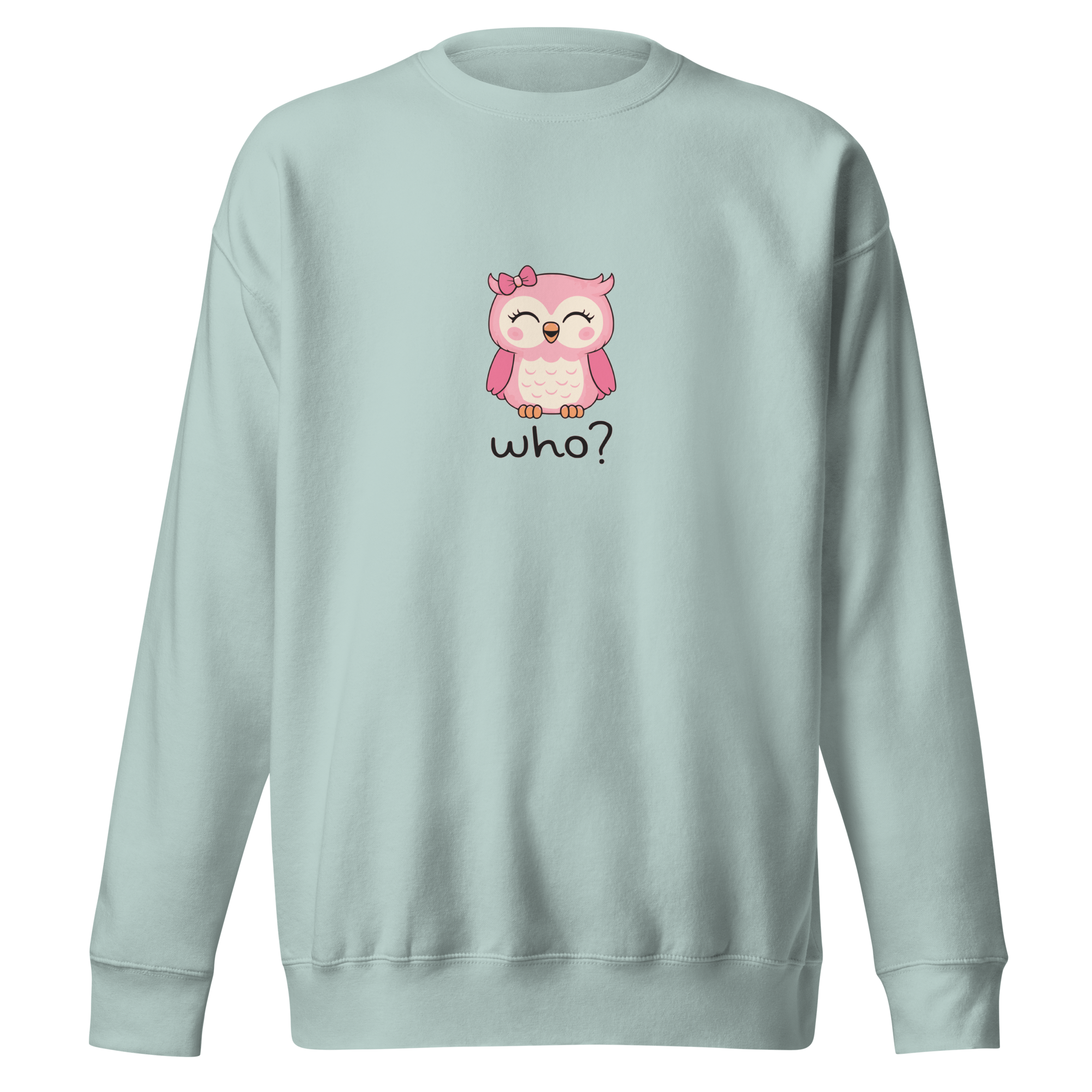 Girly Girl Who Nest Crew (Large Print) in Agave, front view