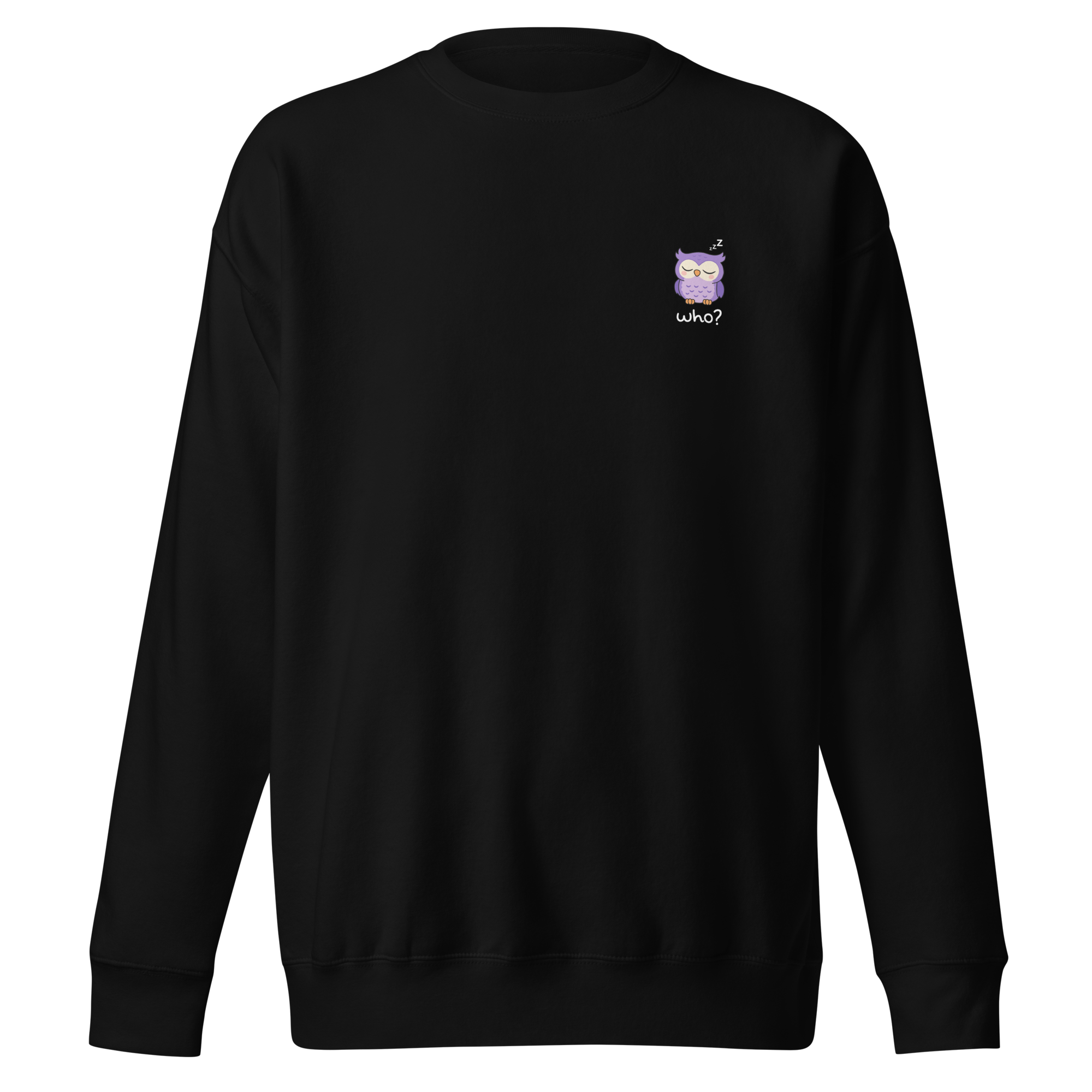 Sleepy Who Nest Crew in Black, front view