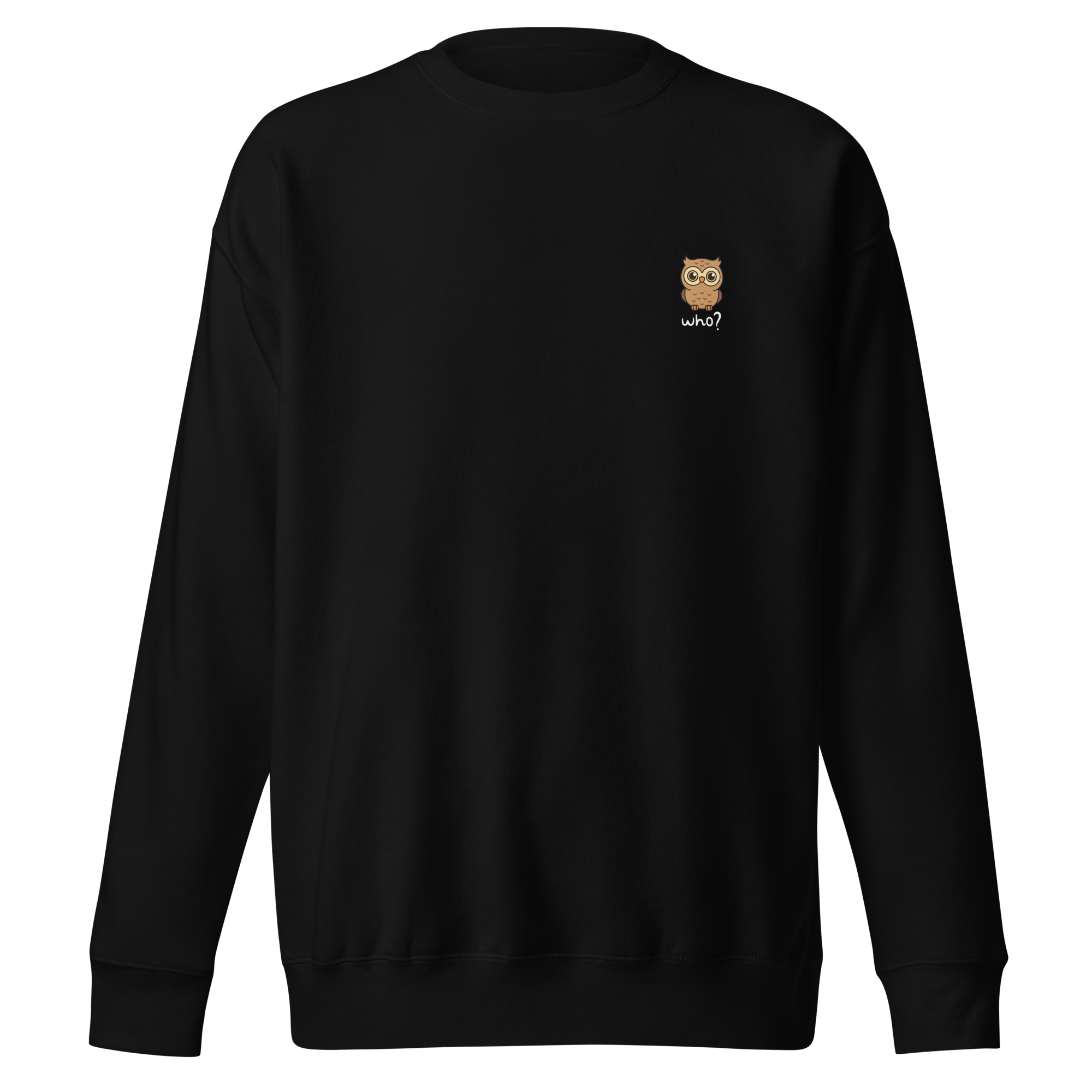 Wholesome Who Nest Crew in Black, front view