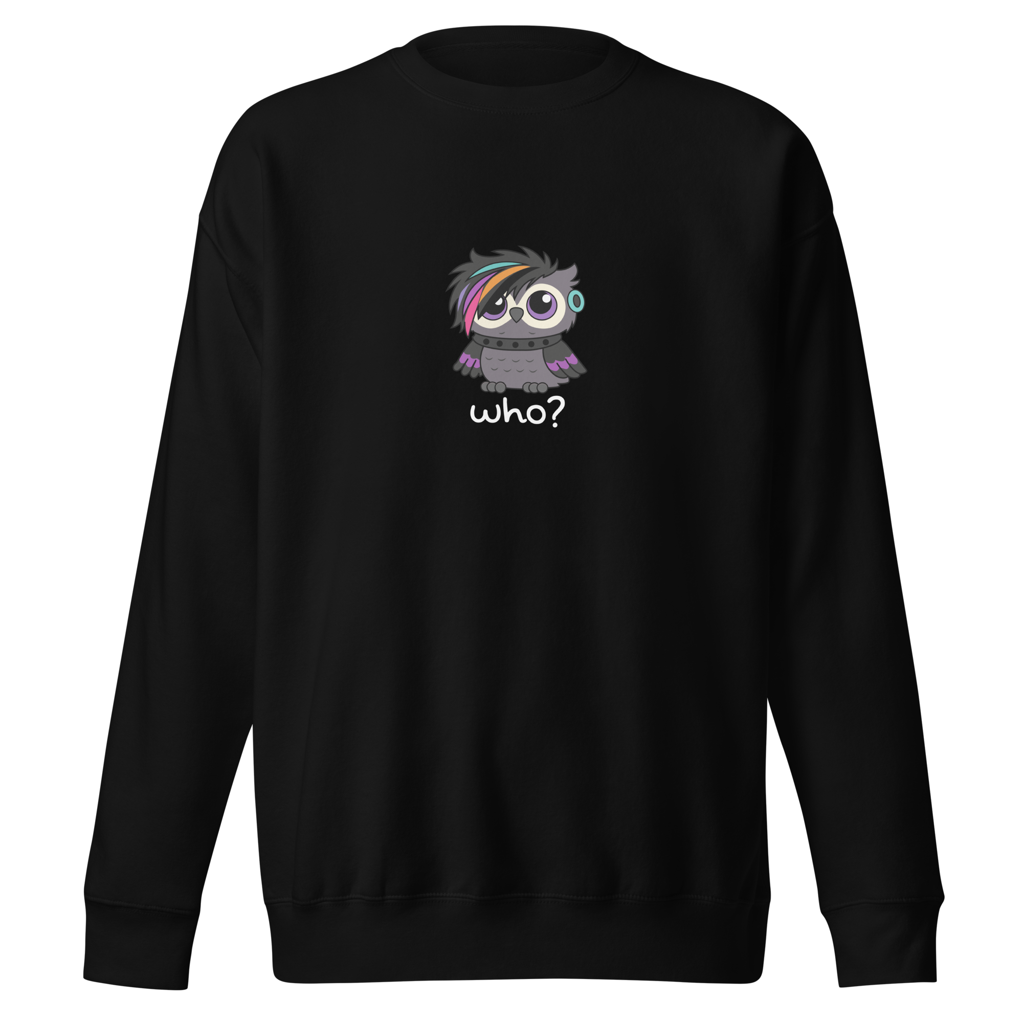 Emo Who Nest Crew (Large Print) in Black, front view