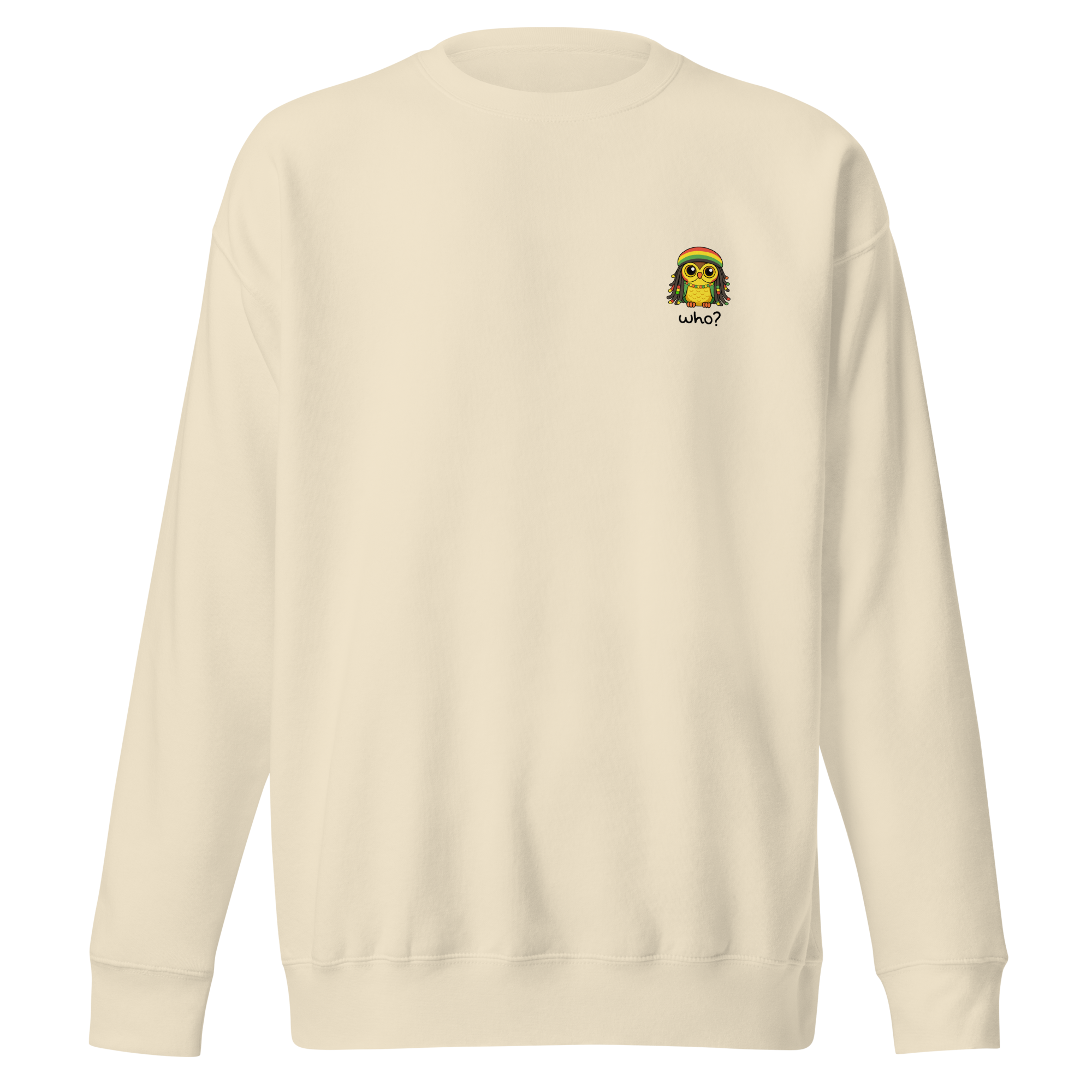 Rasta Who Nest Crew in Bone, front view