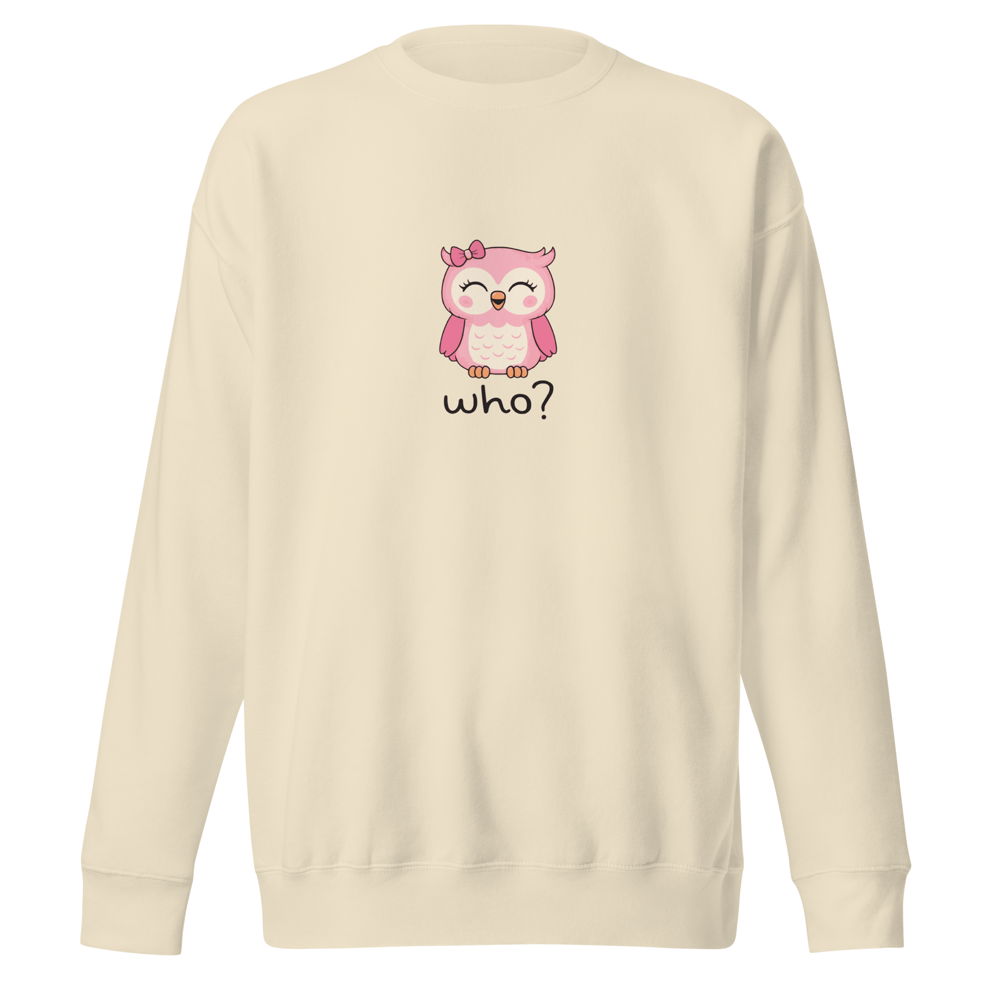 Girly Girl Who Nest Crew (Large Print) in Bone, front view