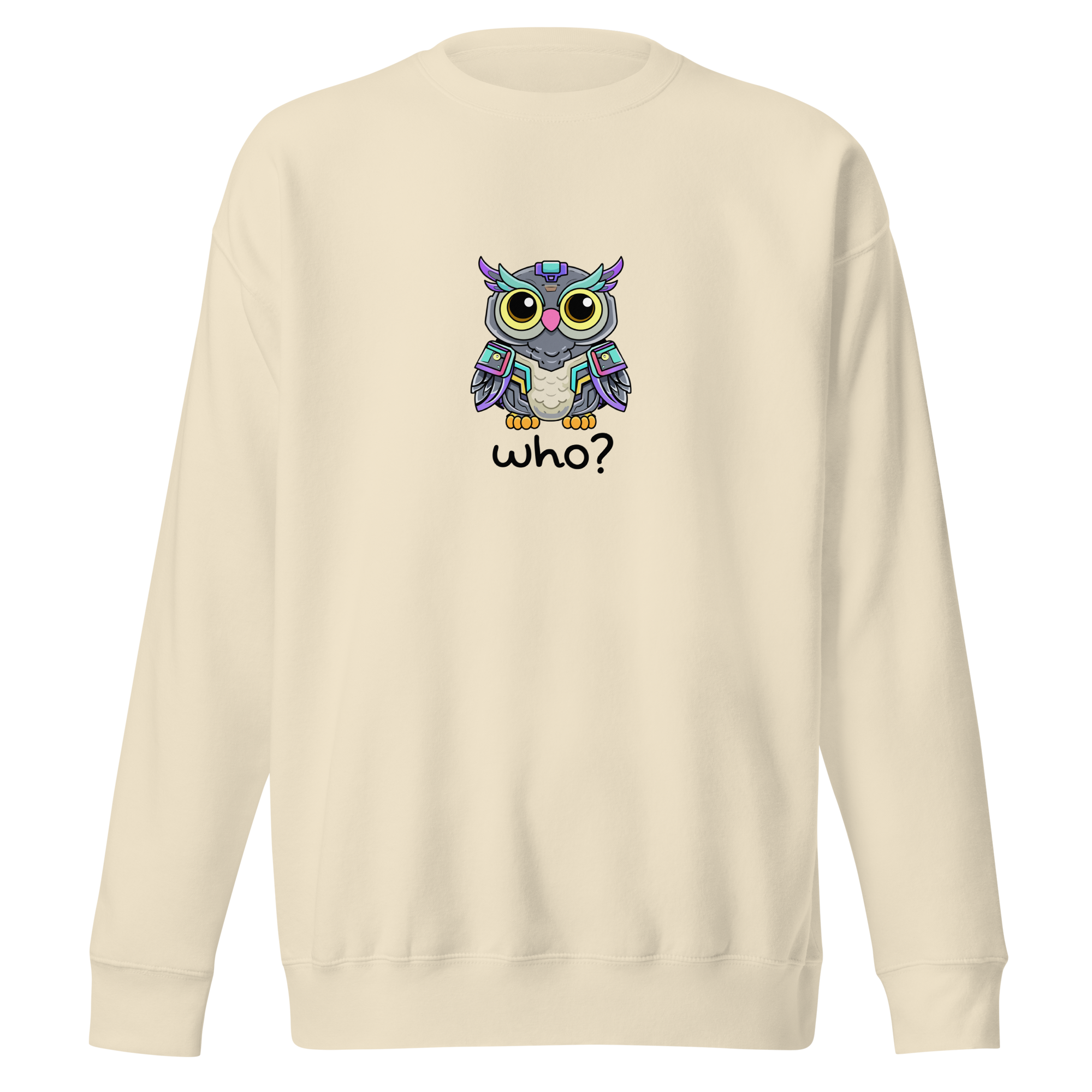 Cyberpunk Who Nest Crew (Large Print) in Bone, front view