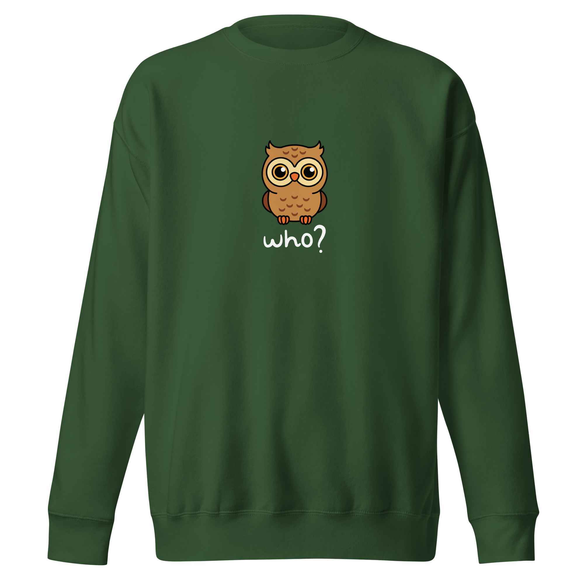 Wholesome Who Nest Crew (Large Print) in Forest Green, front view
