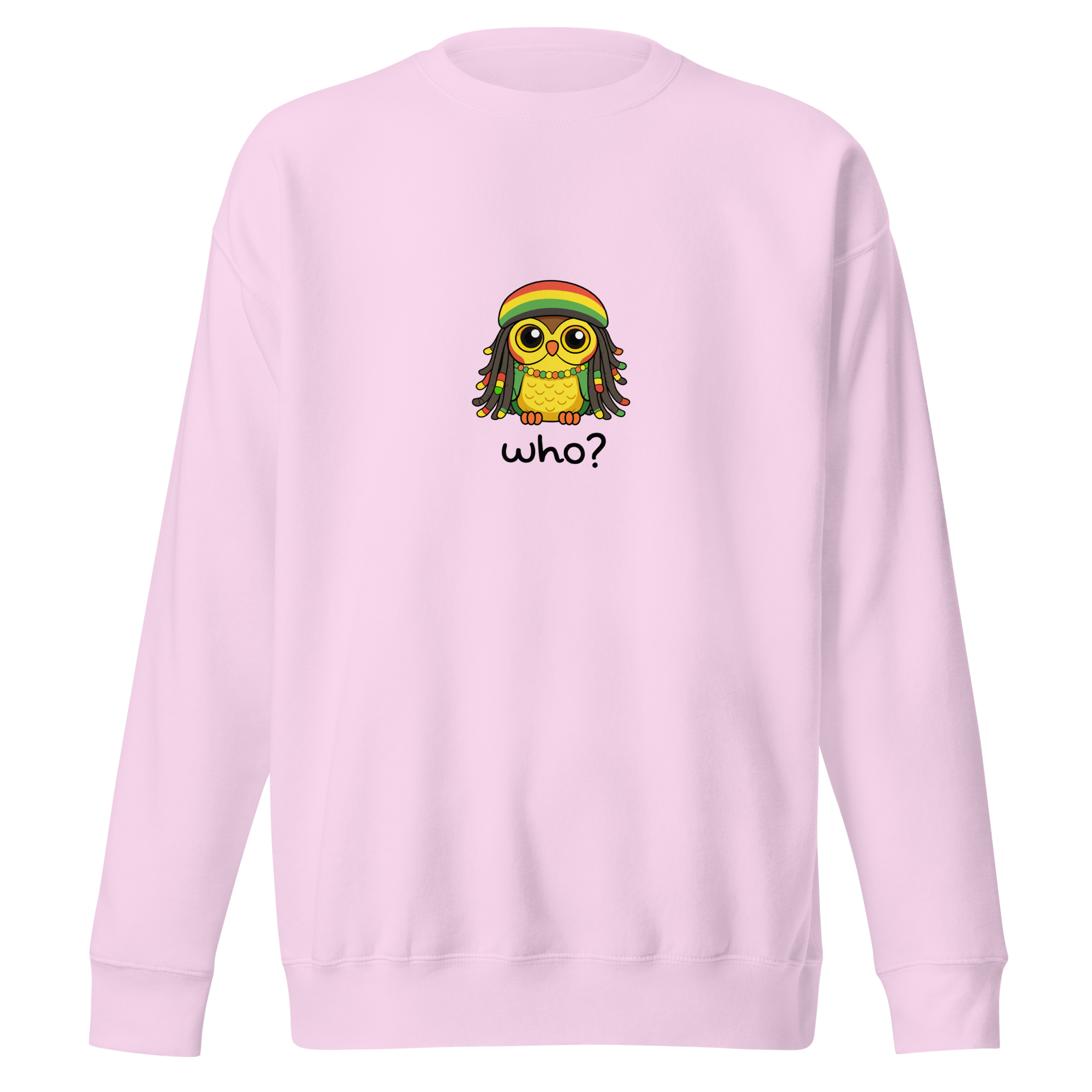 Rasta Who Nest Crew (Large Print) in Lavender, front view