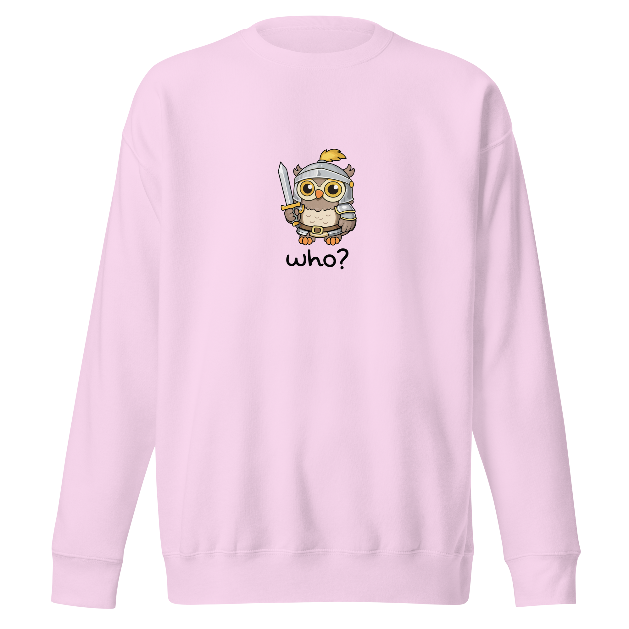 Knight Who Nest Crew (Large Print) in Lavender, front view