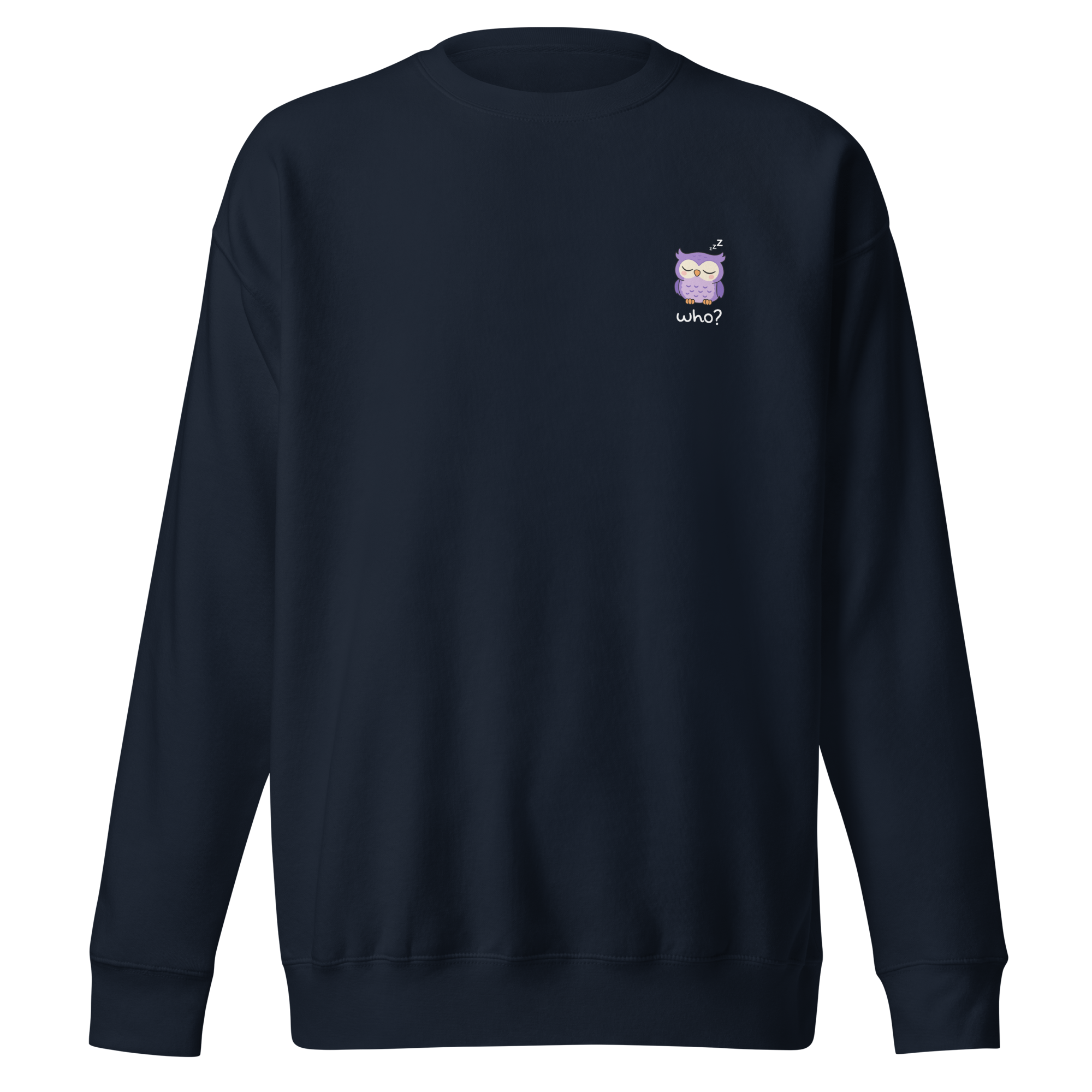 Sleepy Who Nest Crew in Navy Blazer, front view