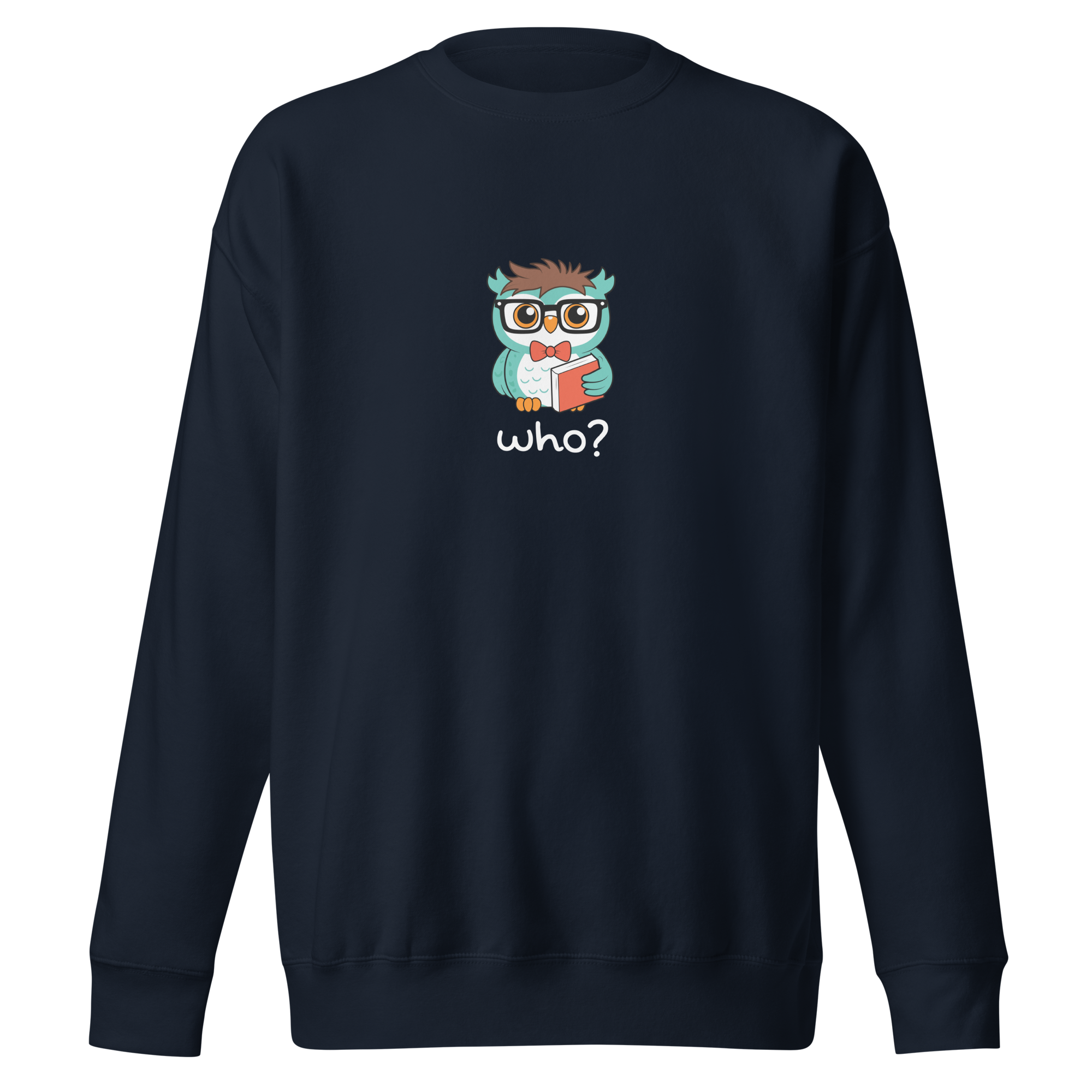 Nerdy Who Nest Crew (Large Print) in Navy Blazer, front view