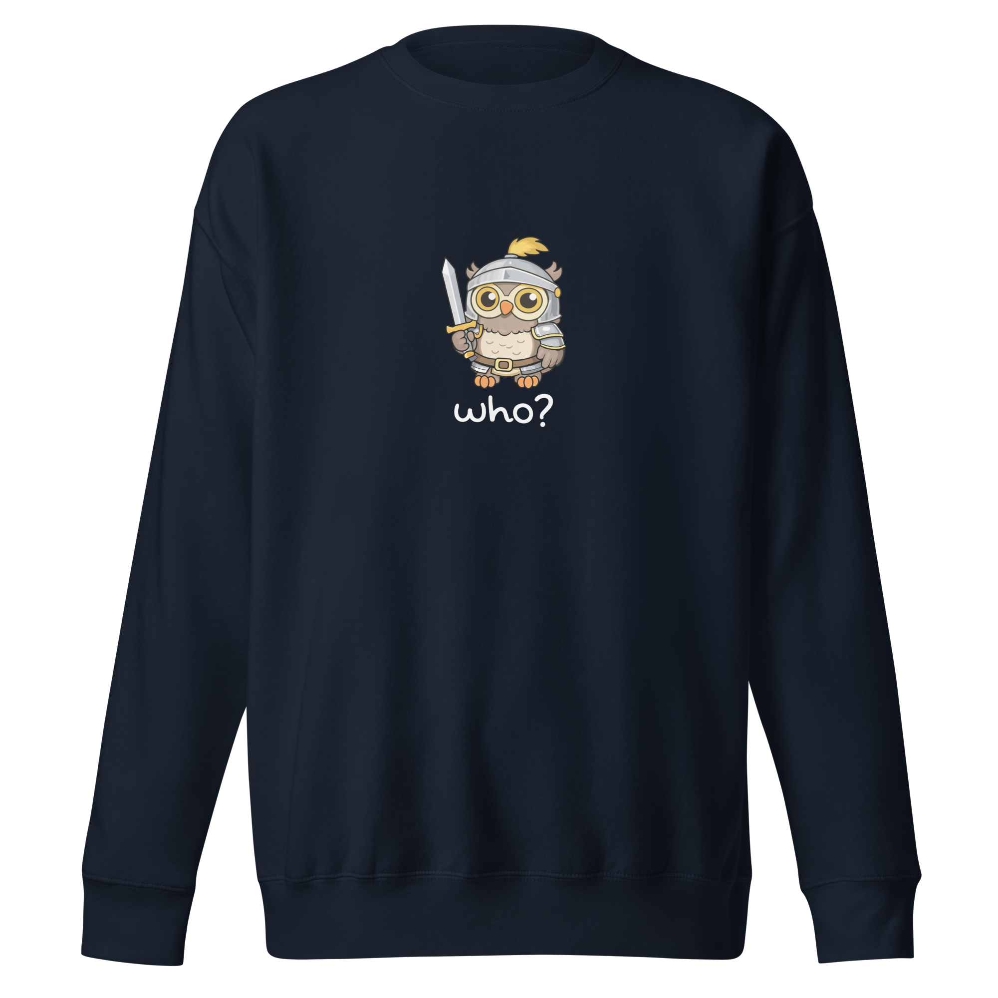 Knight Who Nest Crew (Large Print) in Navy Blazer, front view
