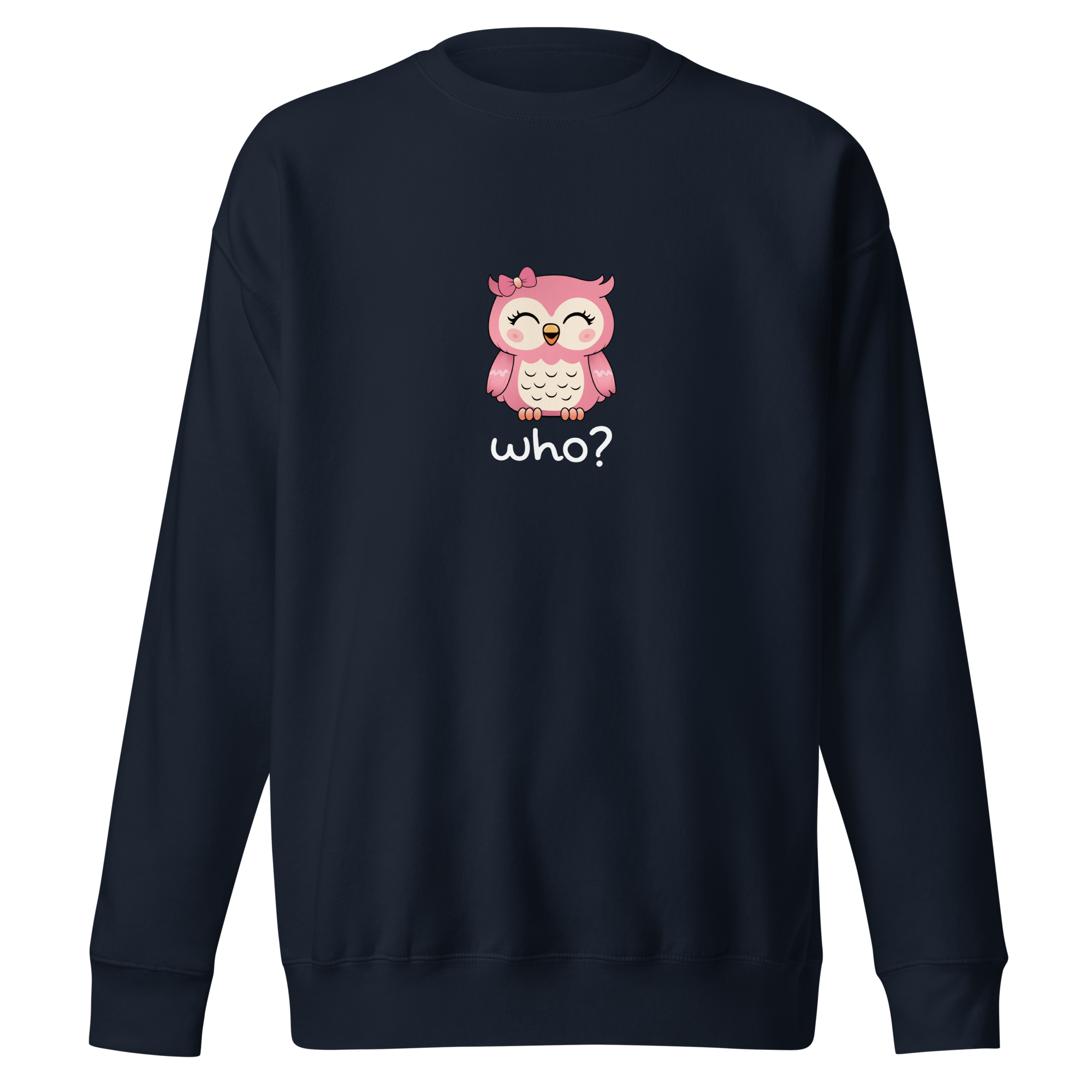 Girly Girl Who Nest Crew (Large Print) in Navy Blazer, front view