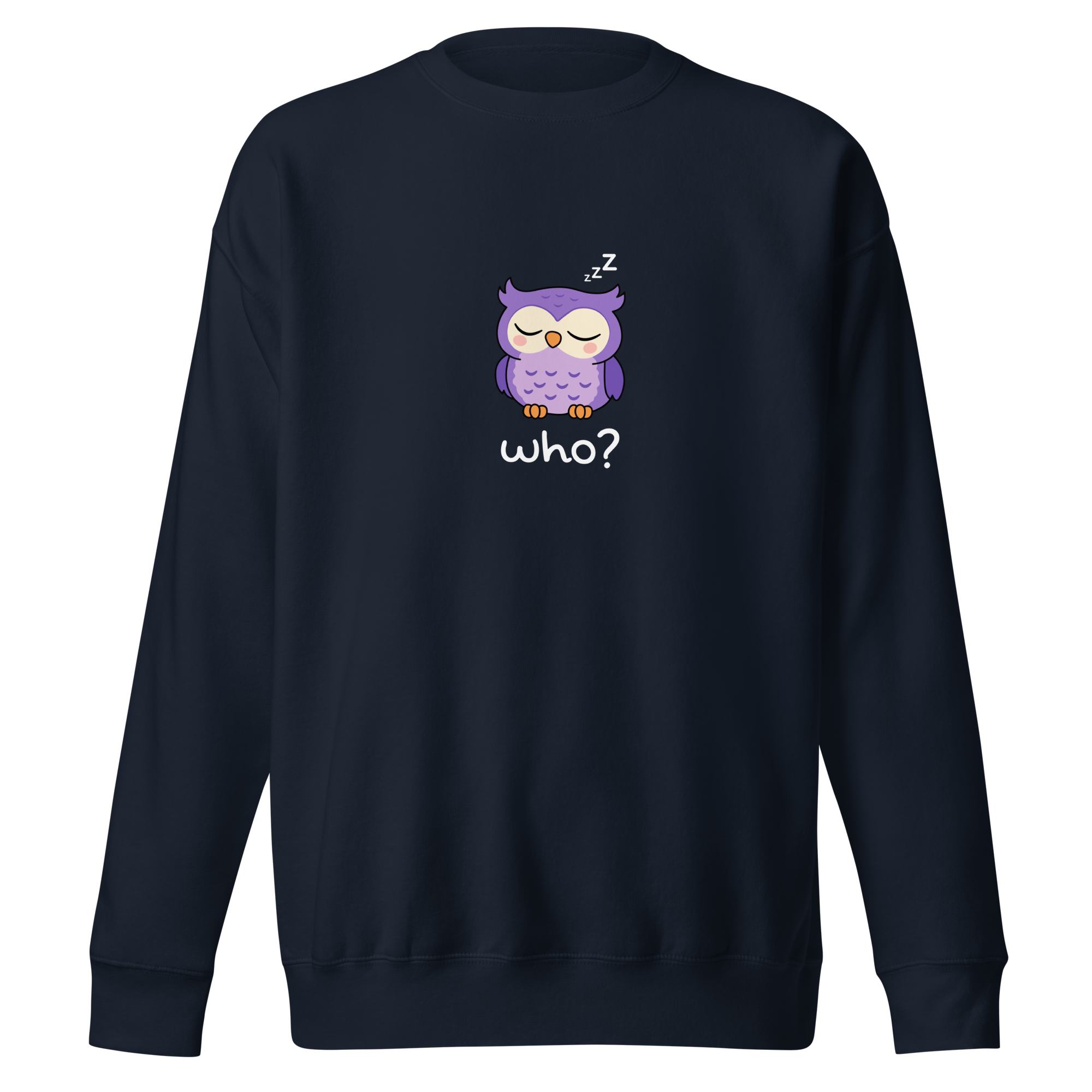 Sleepy Who Nest Crew (Large Print) in Navy Blazer, front view