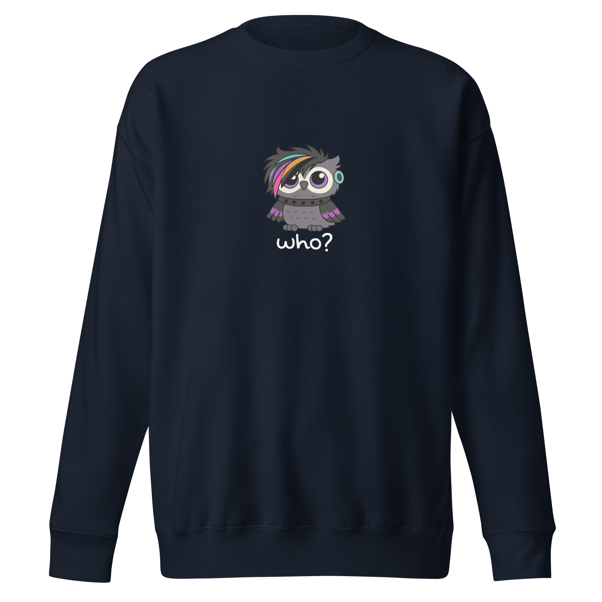 Emo Who Nest Crew (Large Print) in Navy Blazer, front view