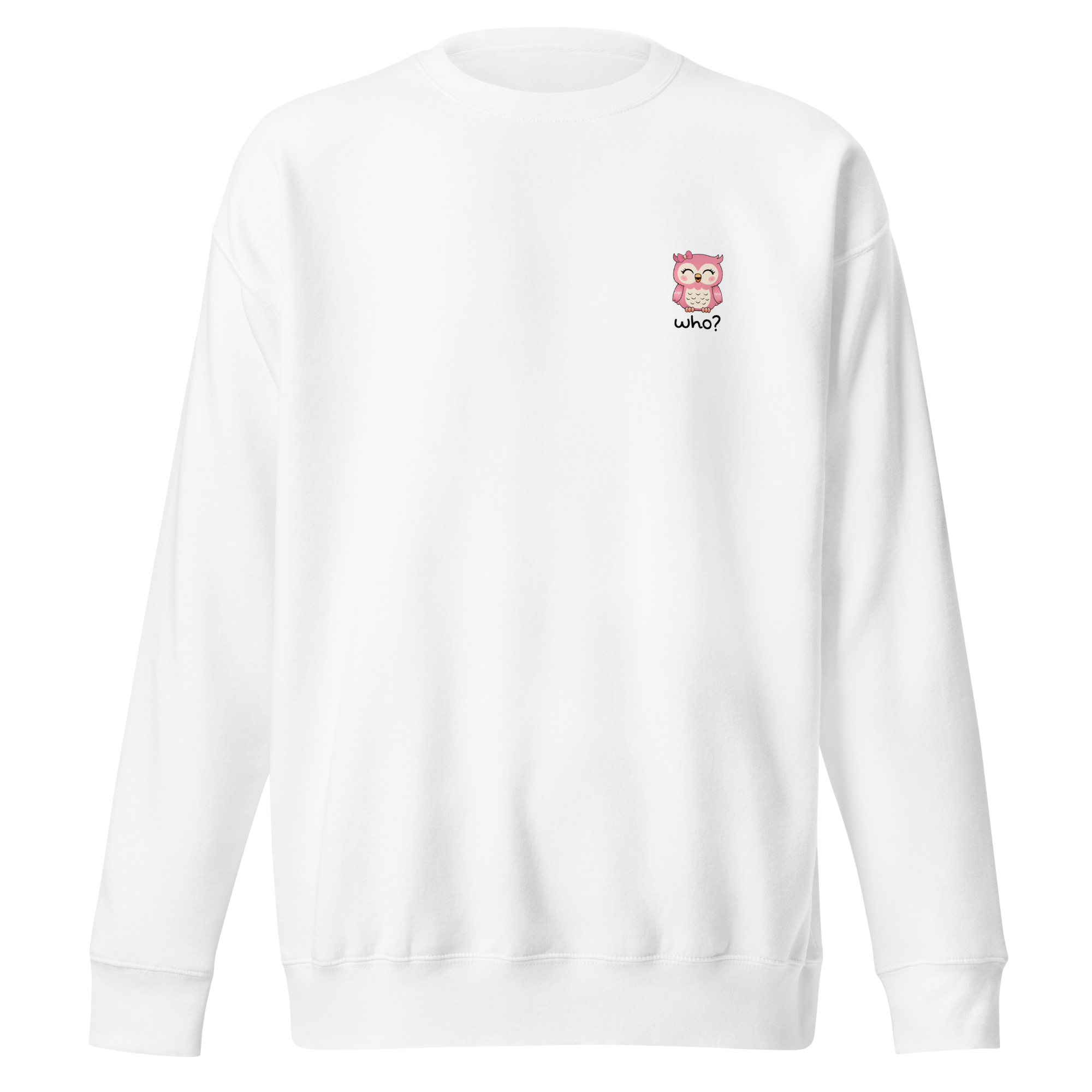 Girly Girl Who Nest Crew in White, front view