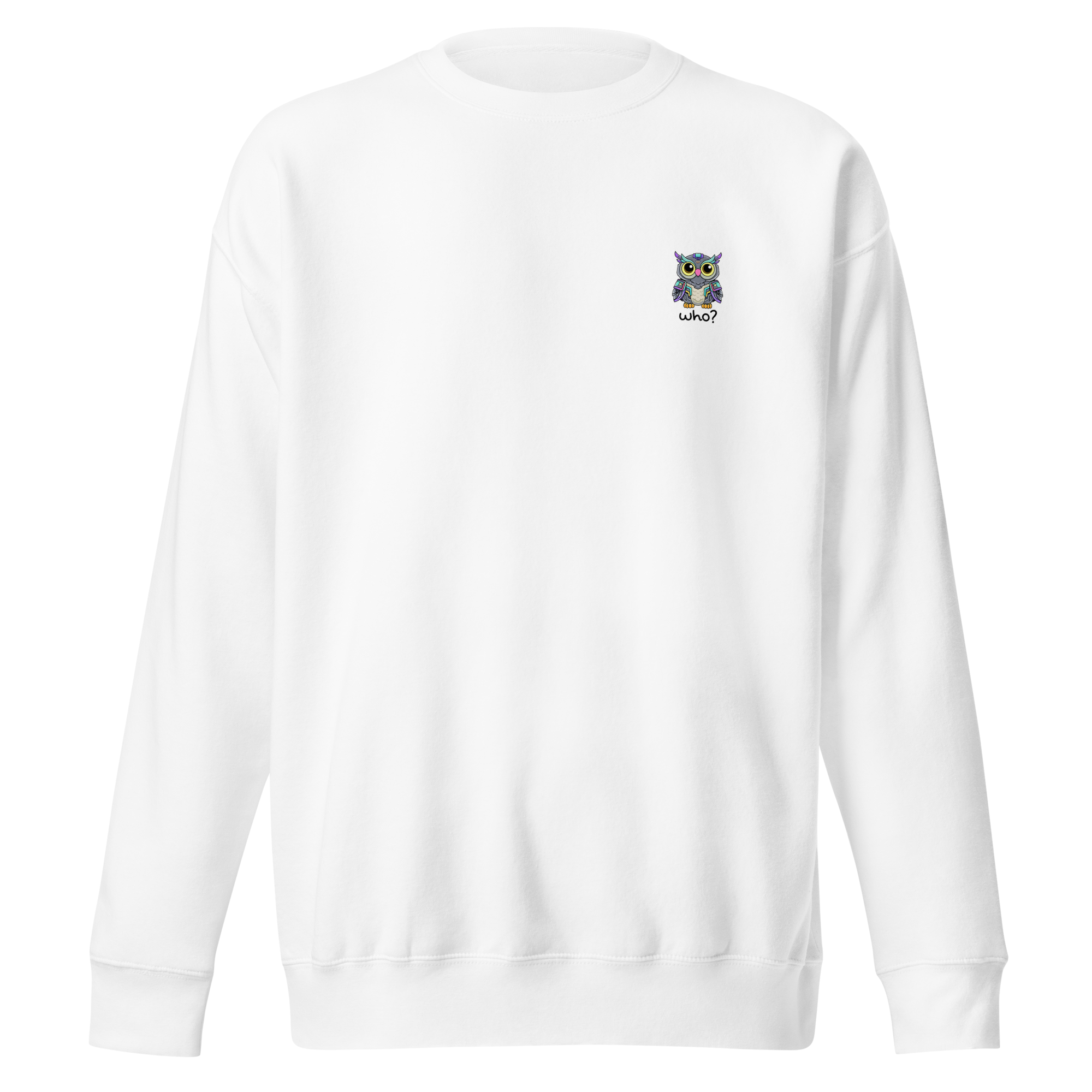 Cyberpunk Who Nest Crew in White, front view