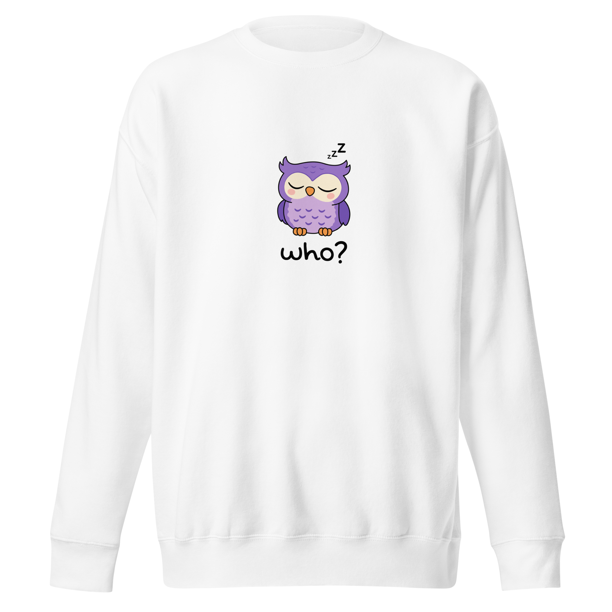 Sleepy Who Nest Crew (Large Print) in White, front view