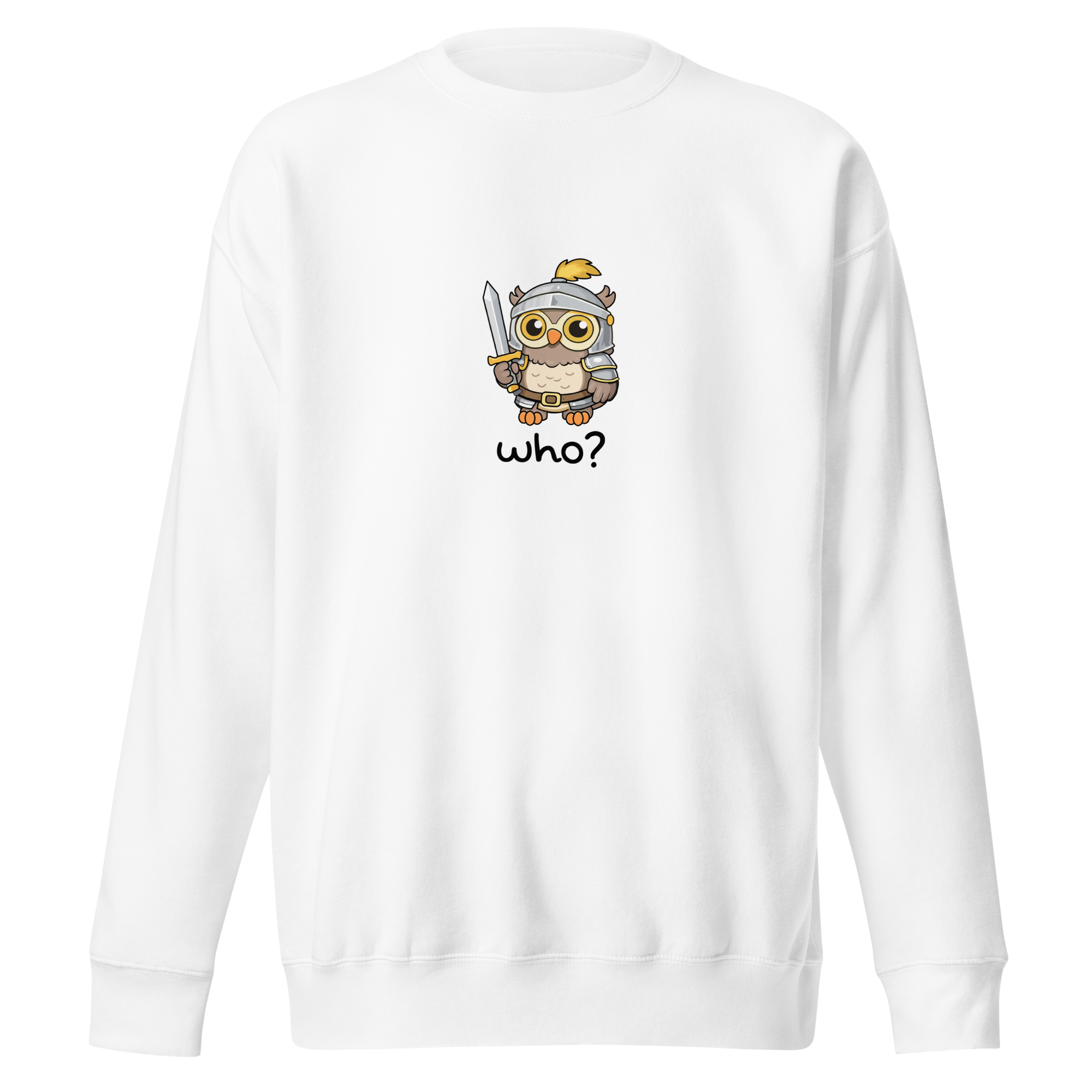 Knight Who Nest Crew (Large Print) in White, front view