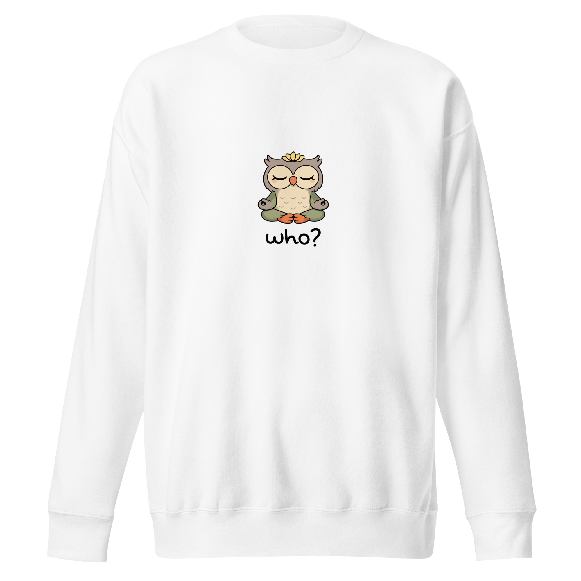 Zen Who Nest Crew (Large Print) in White, front view
