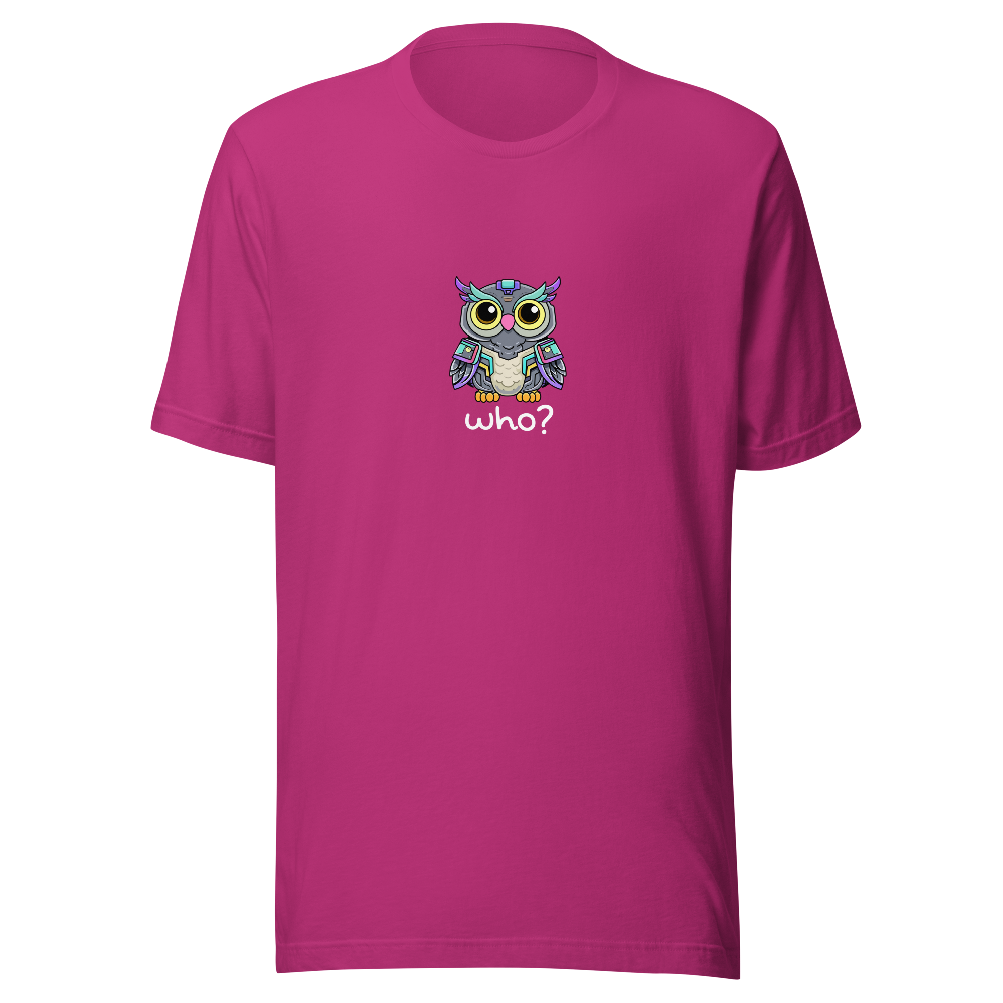 Cyberpunk Who Nest Tee (Large Print) in Berry, front view