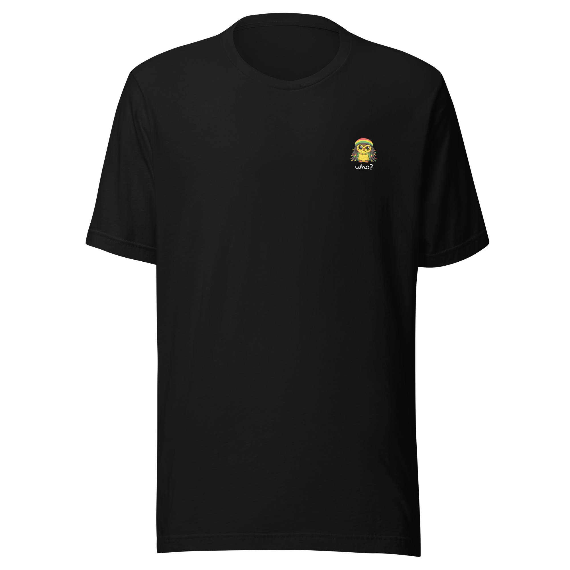 Rasta Who Nest Tee in Black, front view