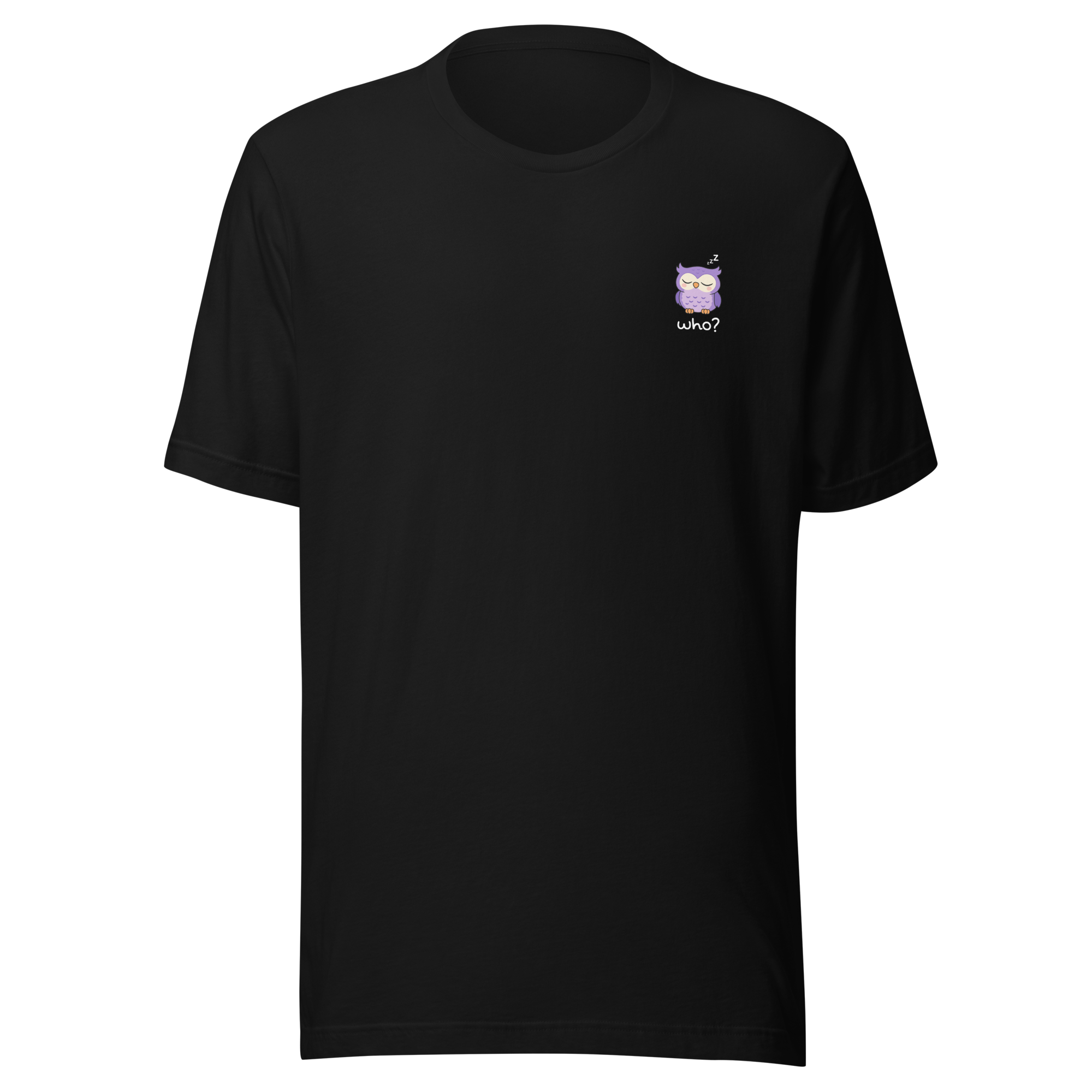 Sleepy Who Nest Tee in Black, front view