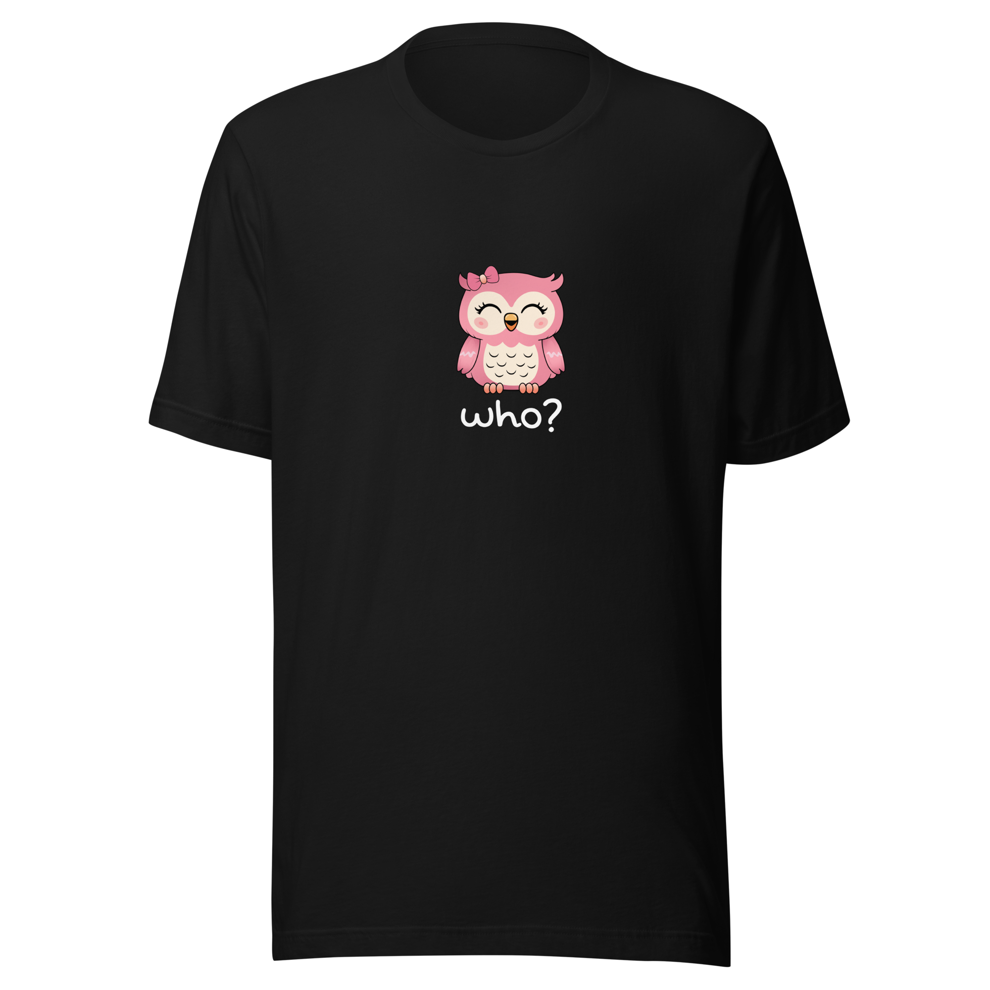 Girly Girl Who Nest Tee (Large Print) in Black, front view