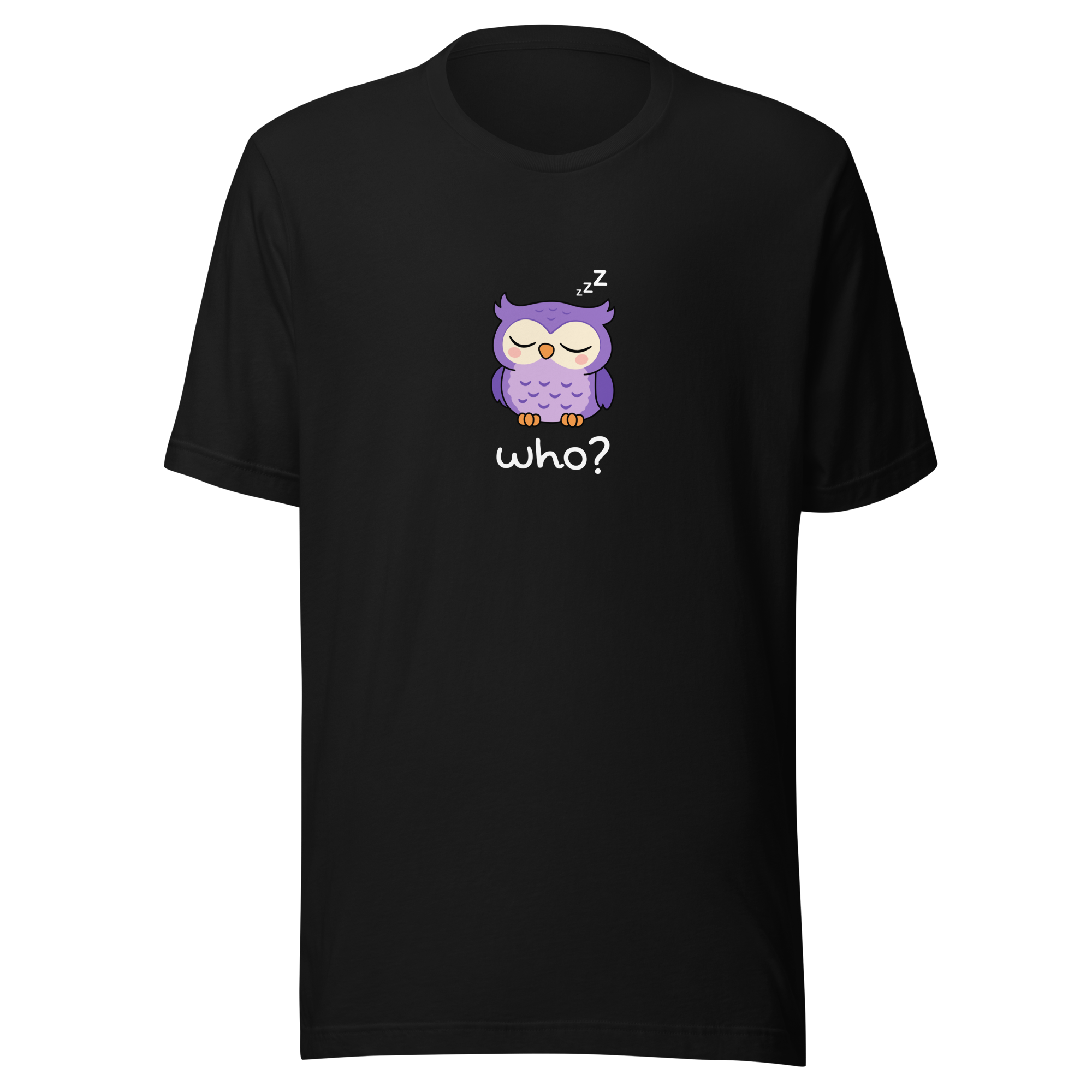 Sleepy Who Nest Tee (Large Print) in Black, front view