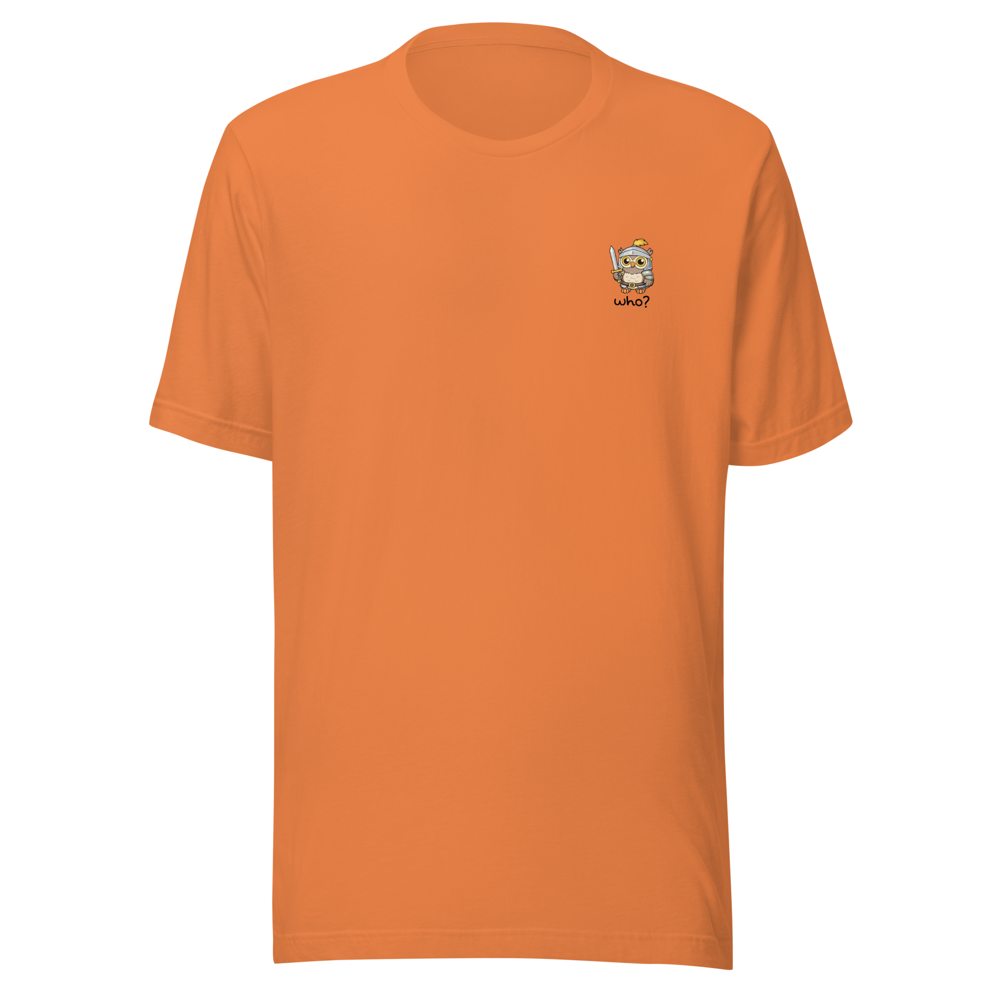 Knight Who Nest Tee in Burnt Orange, front view