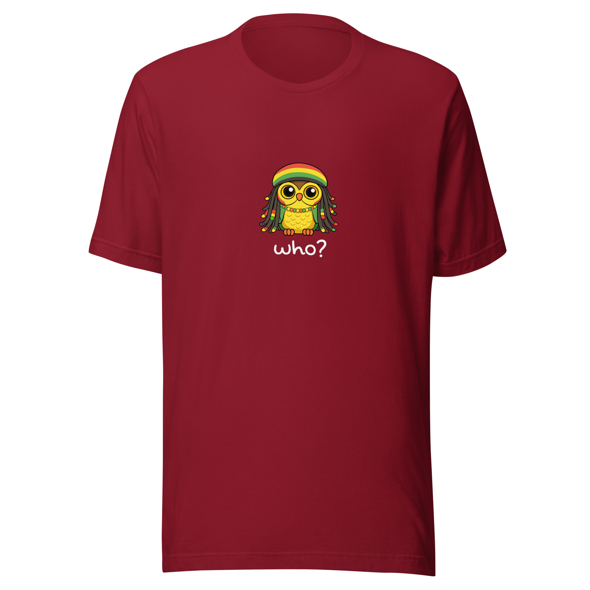 Rasta Who Nest Tee (Large Print) in Cardinal, front view