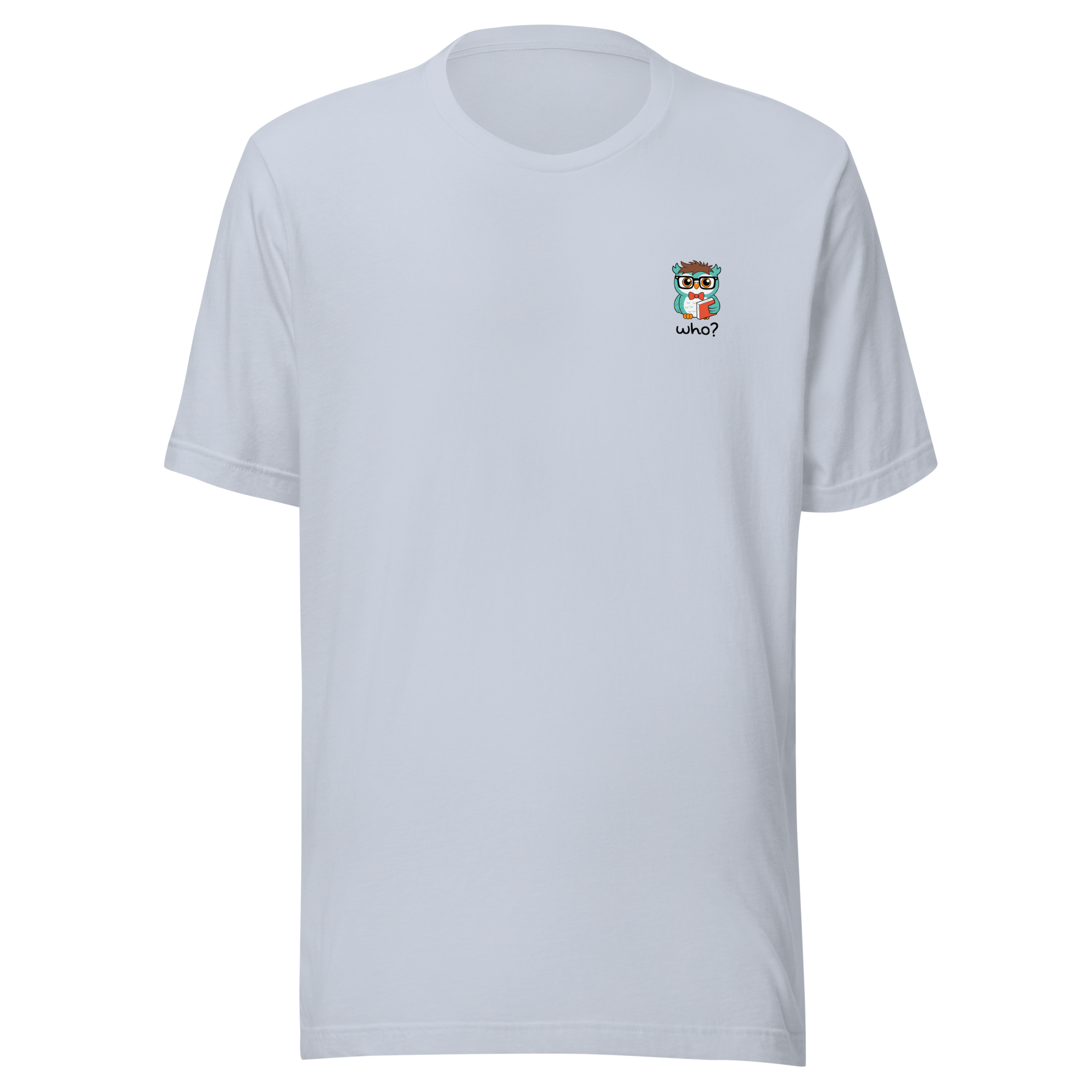 Nerdy Who Nest Tee in Light Blue, front view