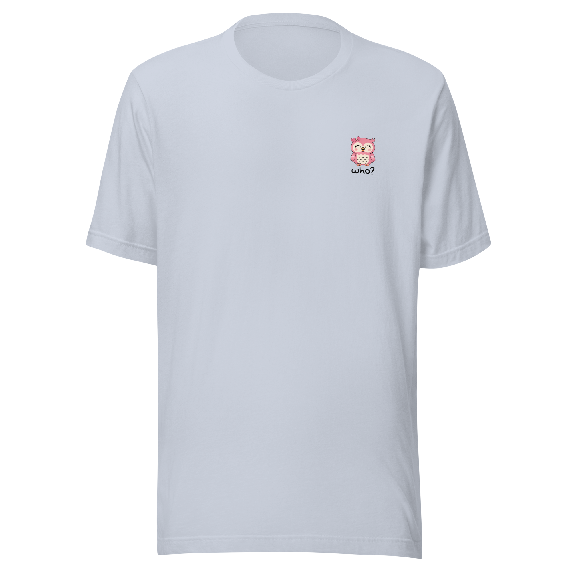 Girly Girl Who Nest Tee in Light Blue, front view