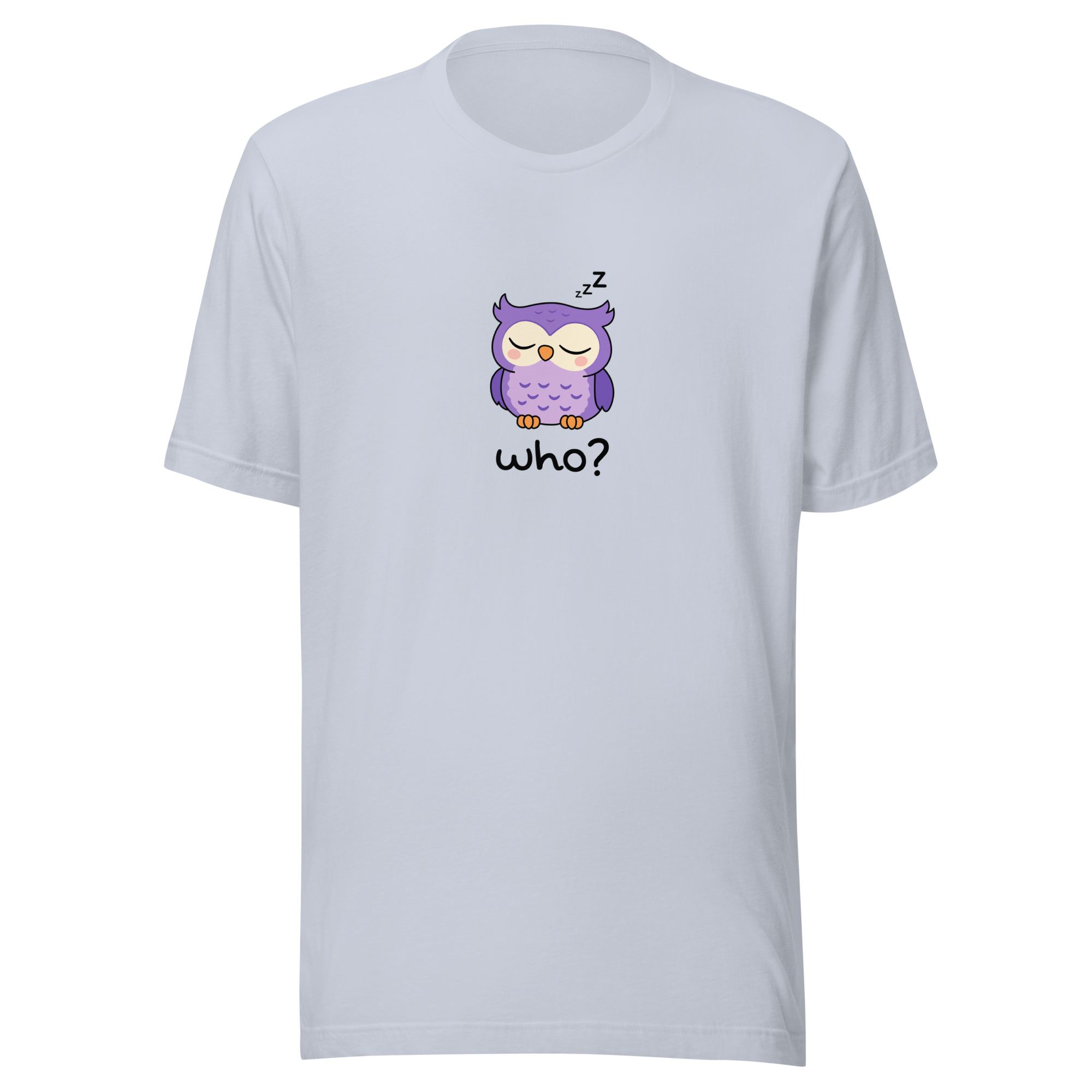 Sleepy Who Nest Tee (Large Print) in Light Blue, front view