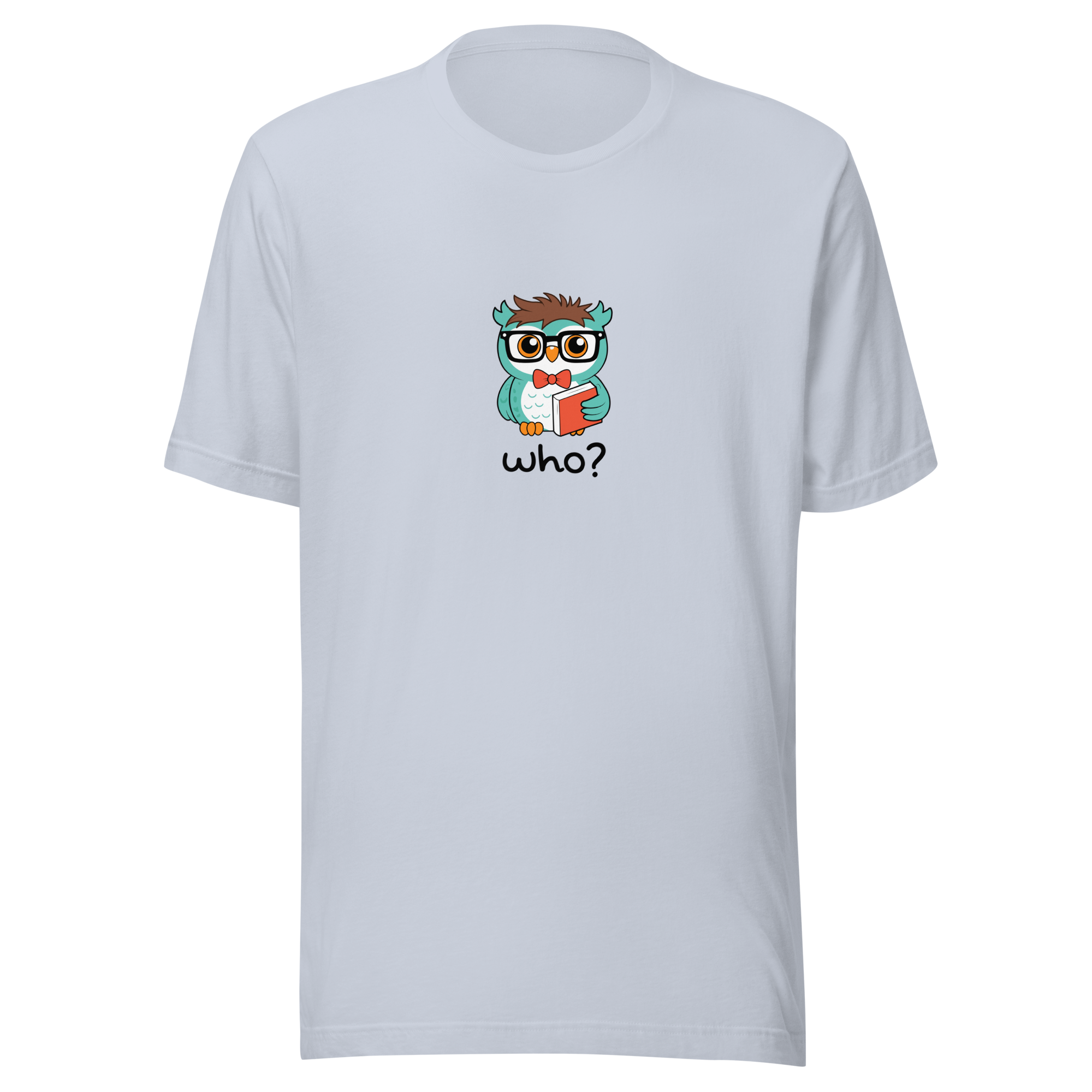 Nerdy Who Nest Tee (Large Print) in Light Blue, front view