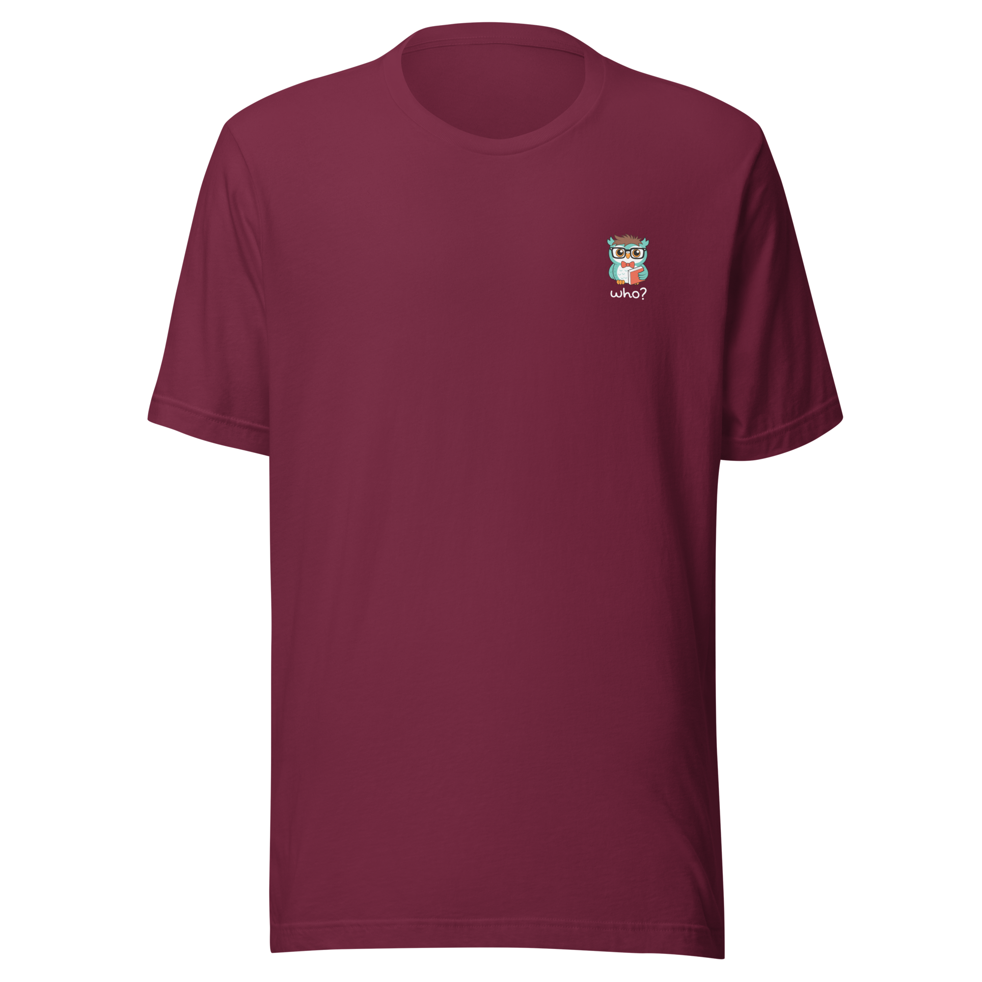Nerdy Who Nest Tee in Maroon, front view