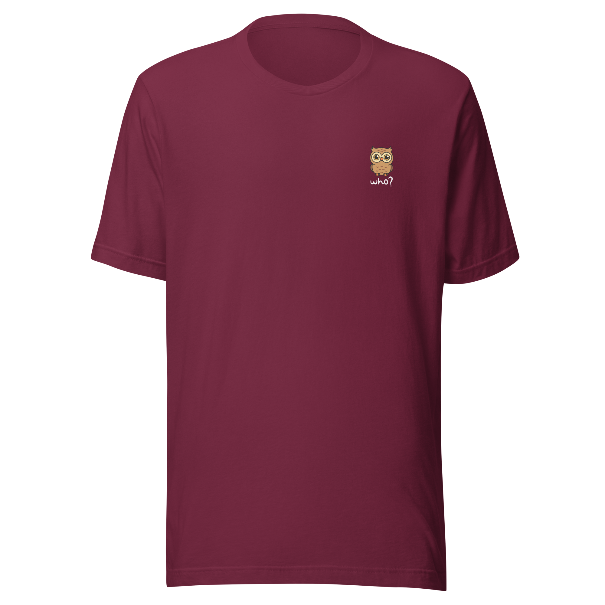 Wholesome Who Nest Tee in Maroon, front view