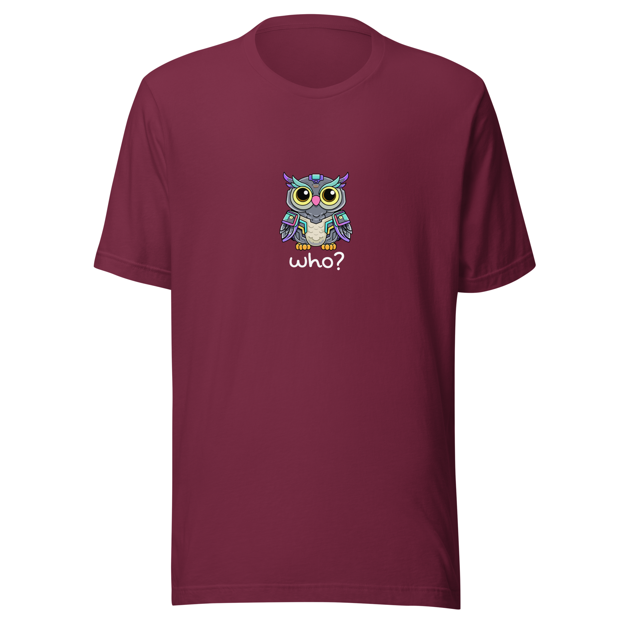 Cyberpunk Who Nest Tee (Large Print) in Maroon, front view