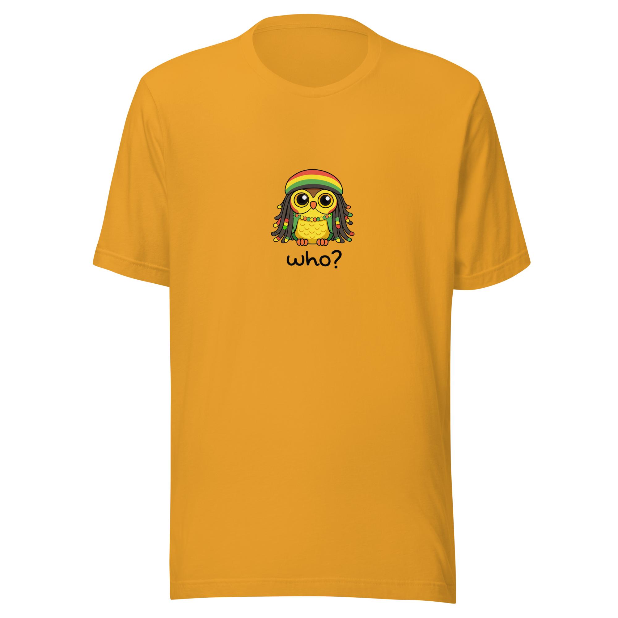 Rasta Who Nest Tee (Large Print) in Mustard, front view