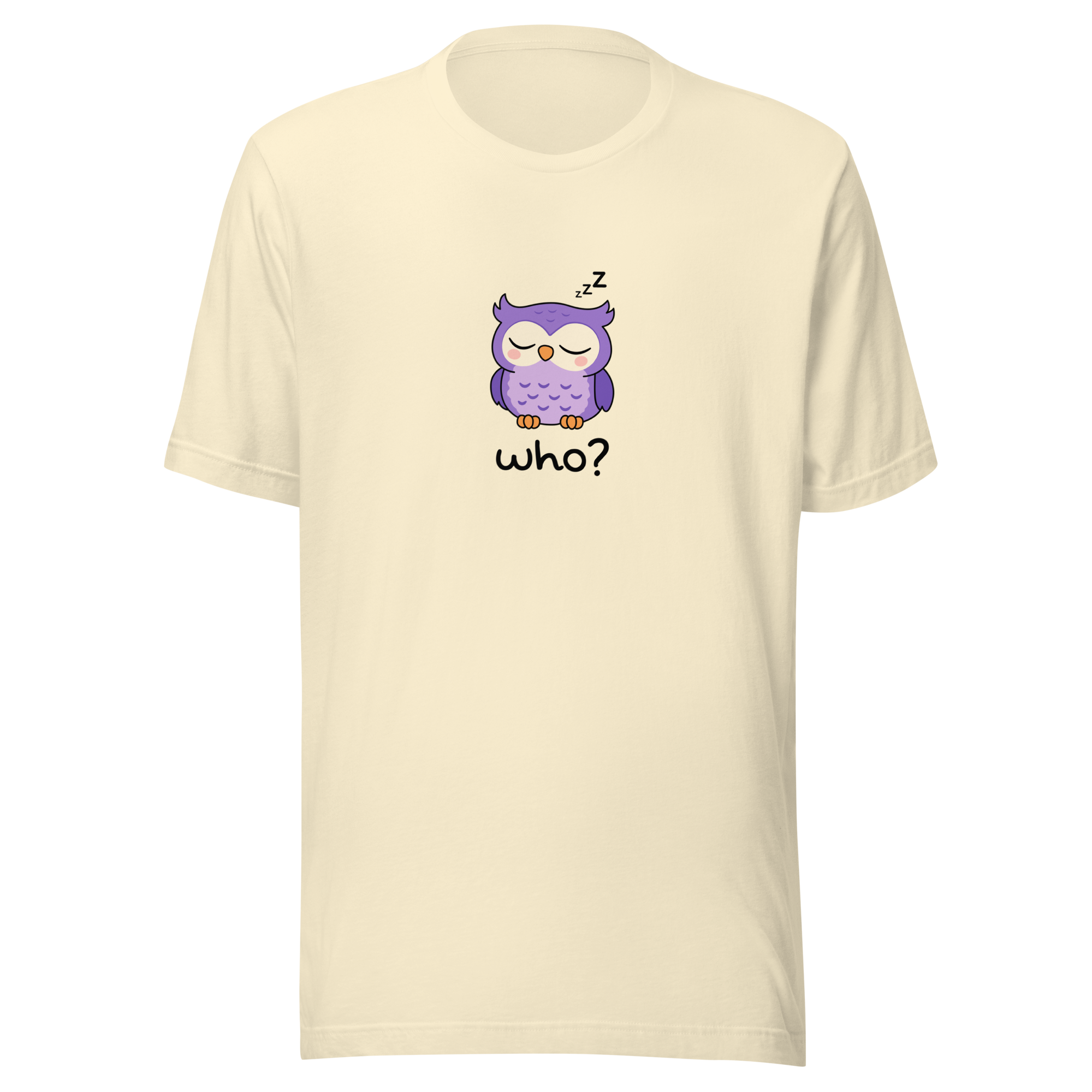 Sleepy Who Nest Tee (Large Print) in Natural, front view