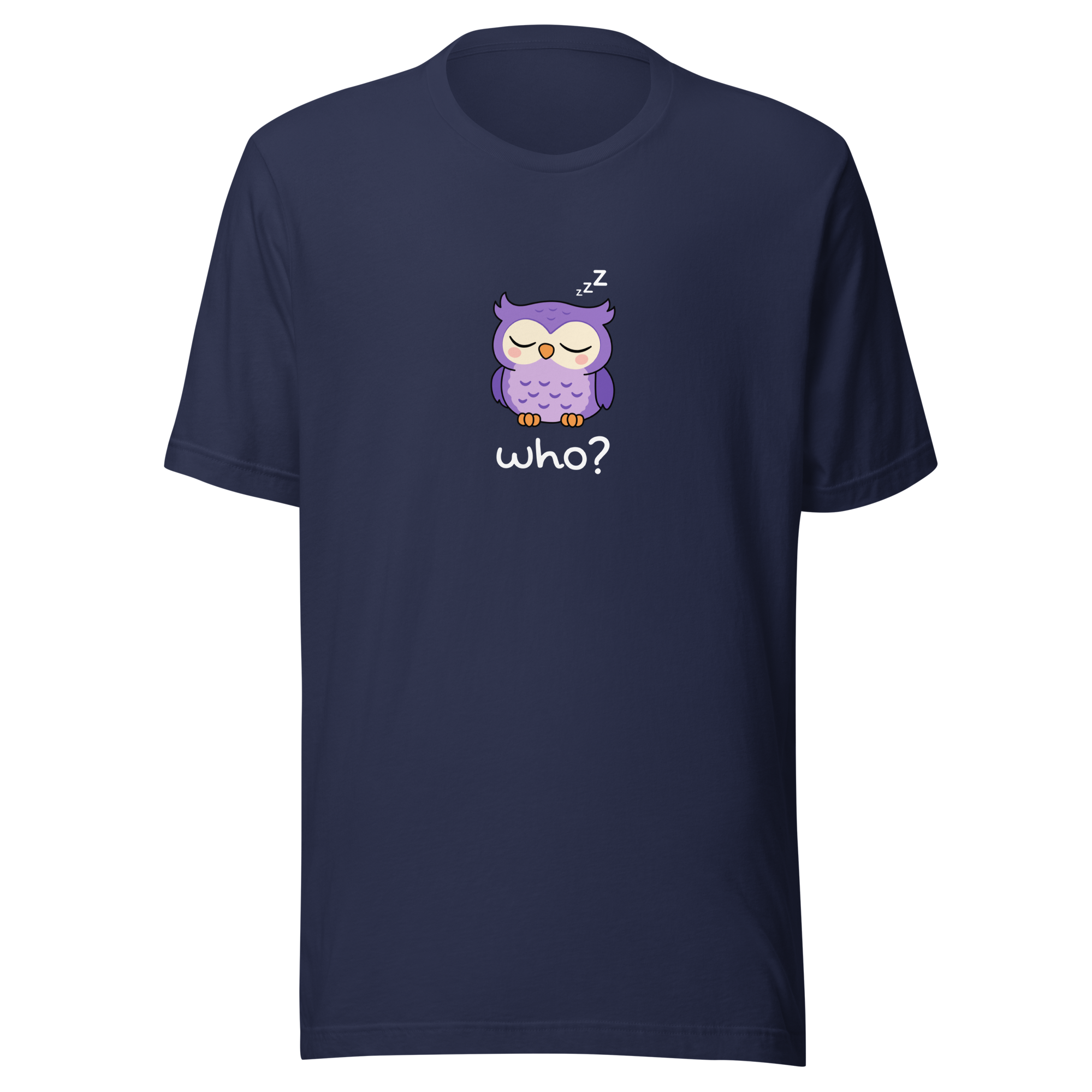 Sleepy Who Nest Tee (Large Print) in Navy, front view