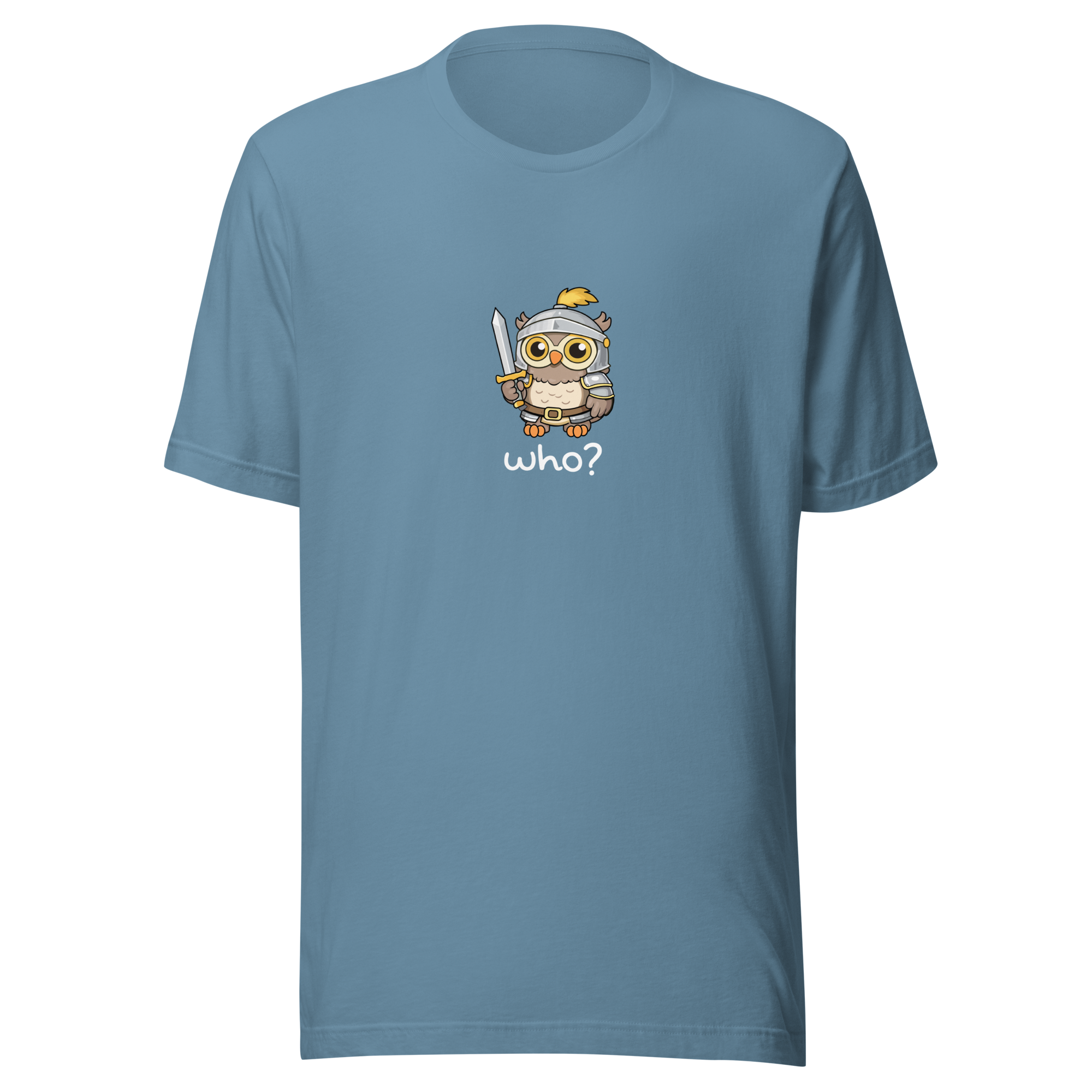 Knight Who Nest Tee (Large Print) in Steel Blue, front view