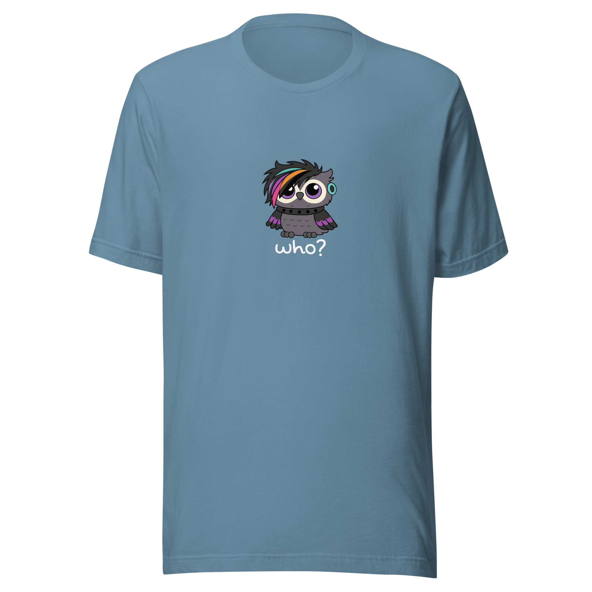 Emo Who Nest Tee (Large Print) in Steel Blue, front view