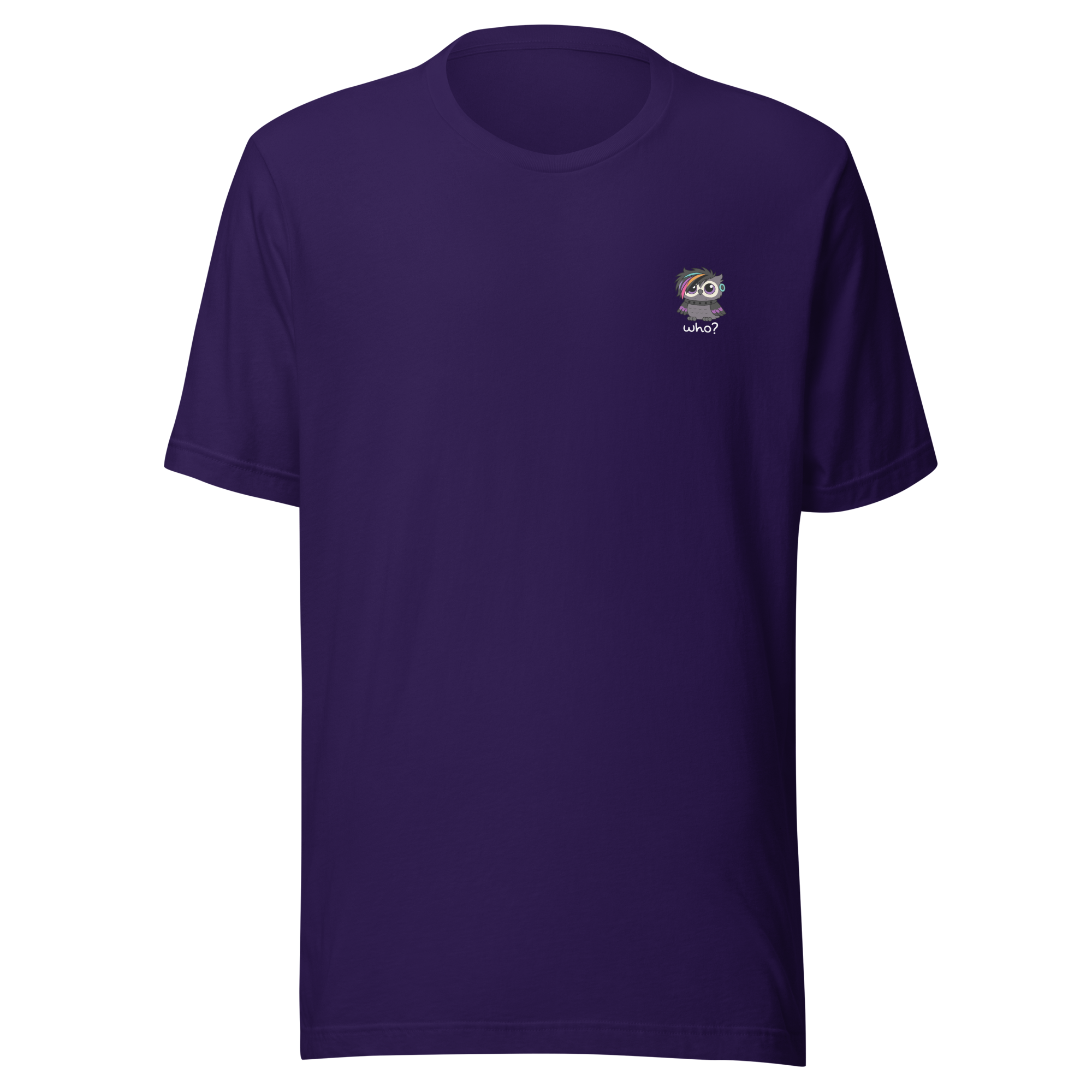 Emo Who Nest Tee in Team Purple, front view