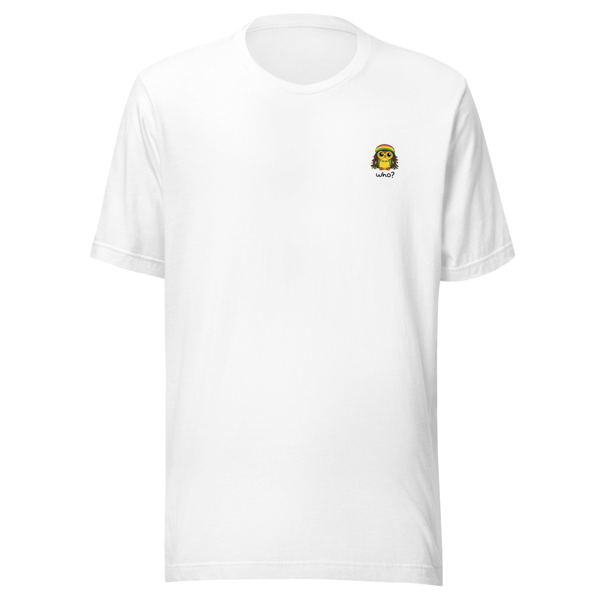 Rasta Who Nest Tee in White, front view